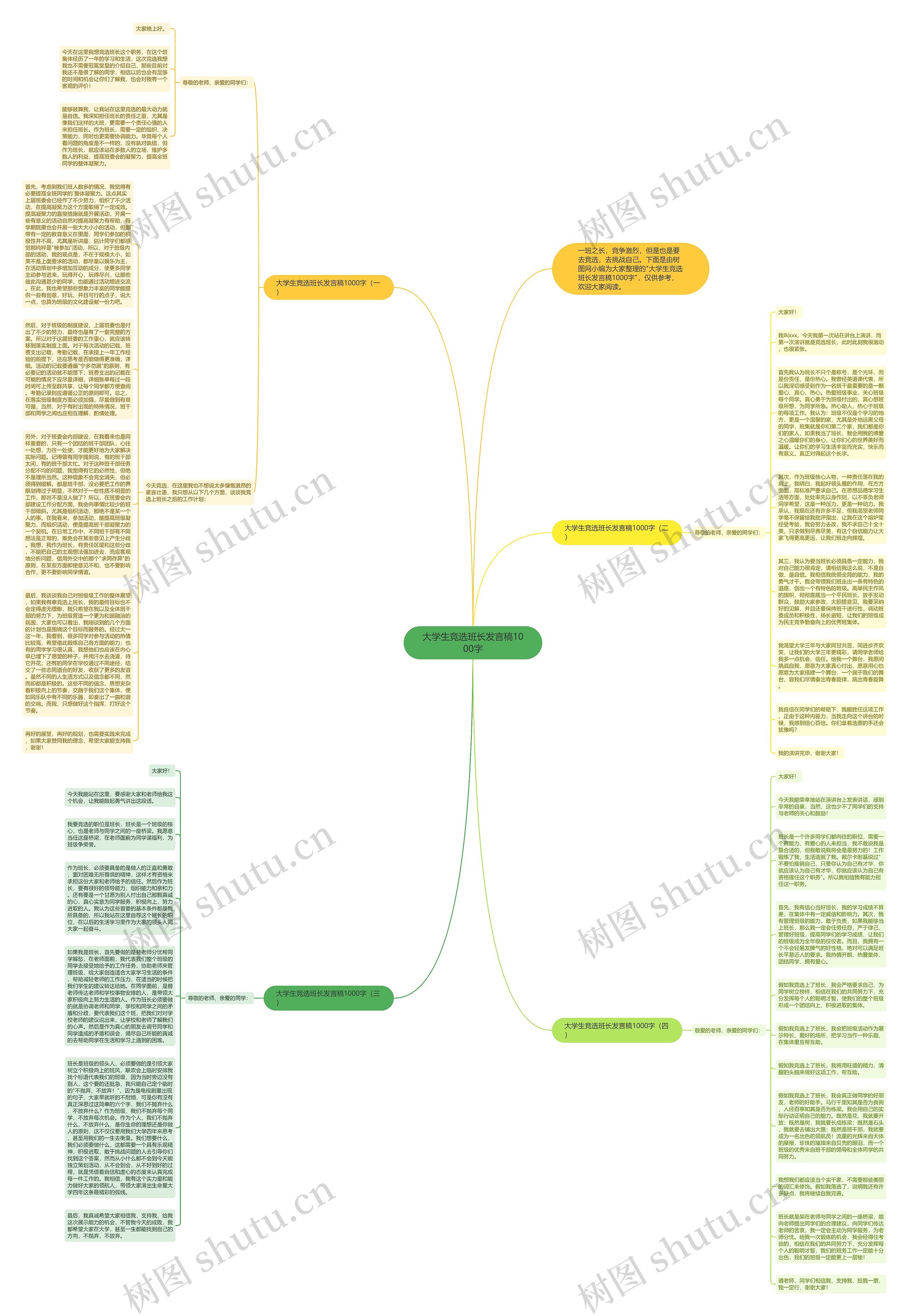大学生竞选班长发言稿1000字思维导图
