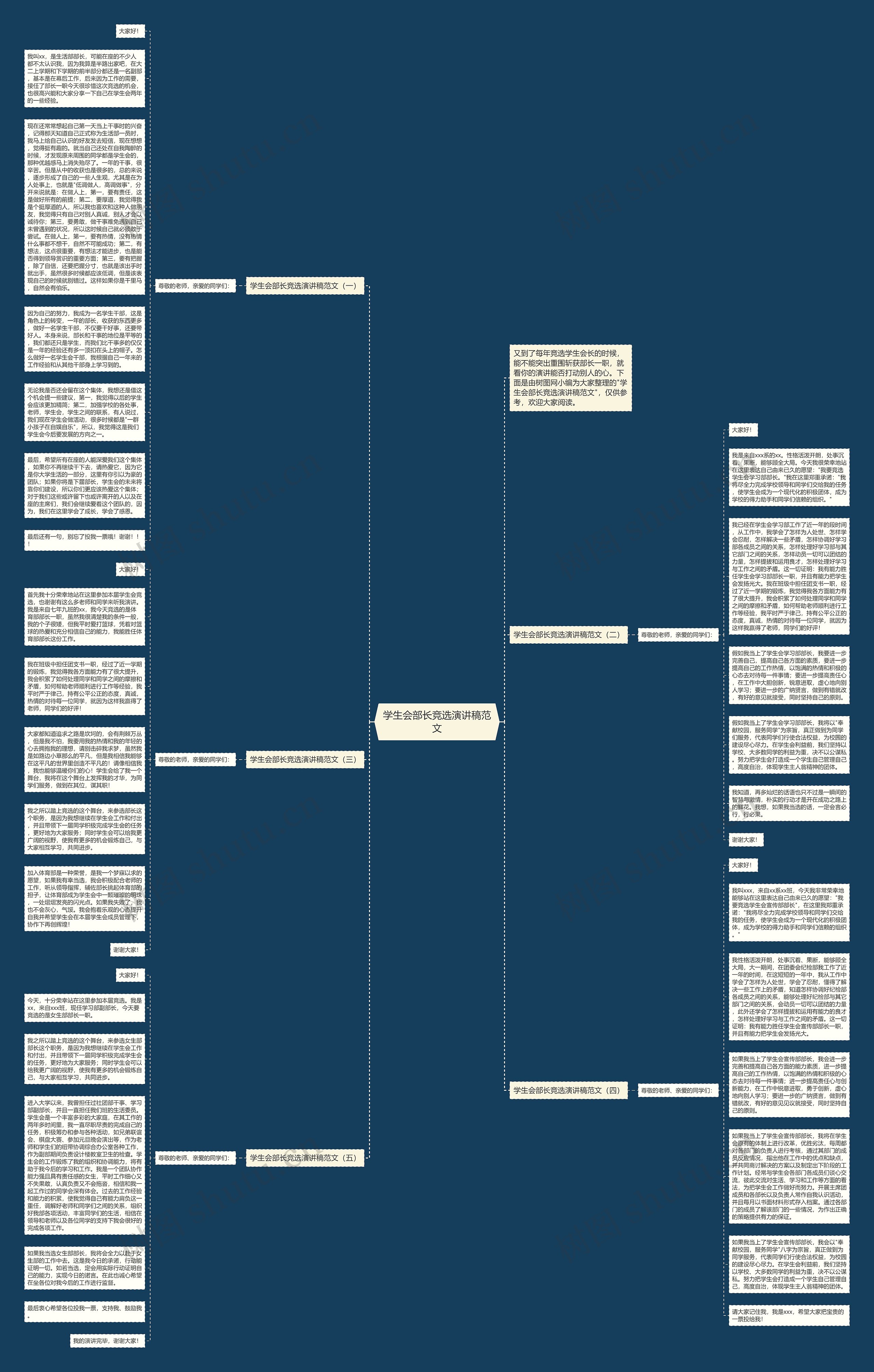 学生会部长竞选演讲稿范文思维导图