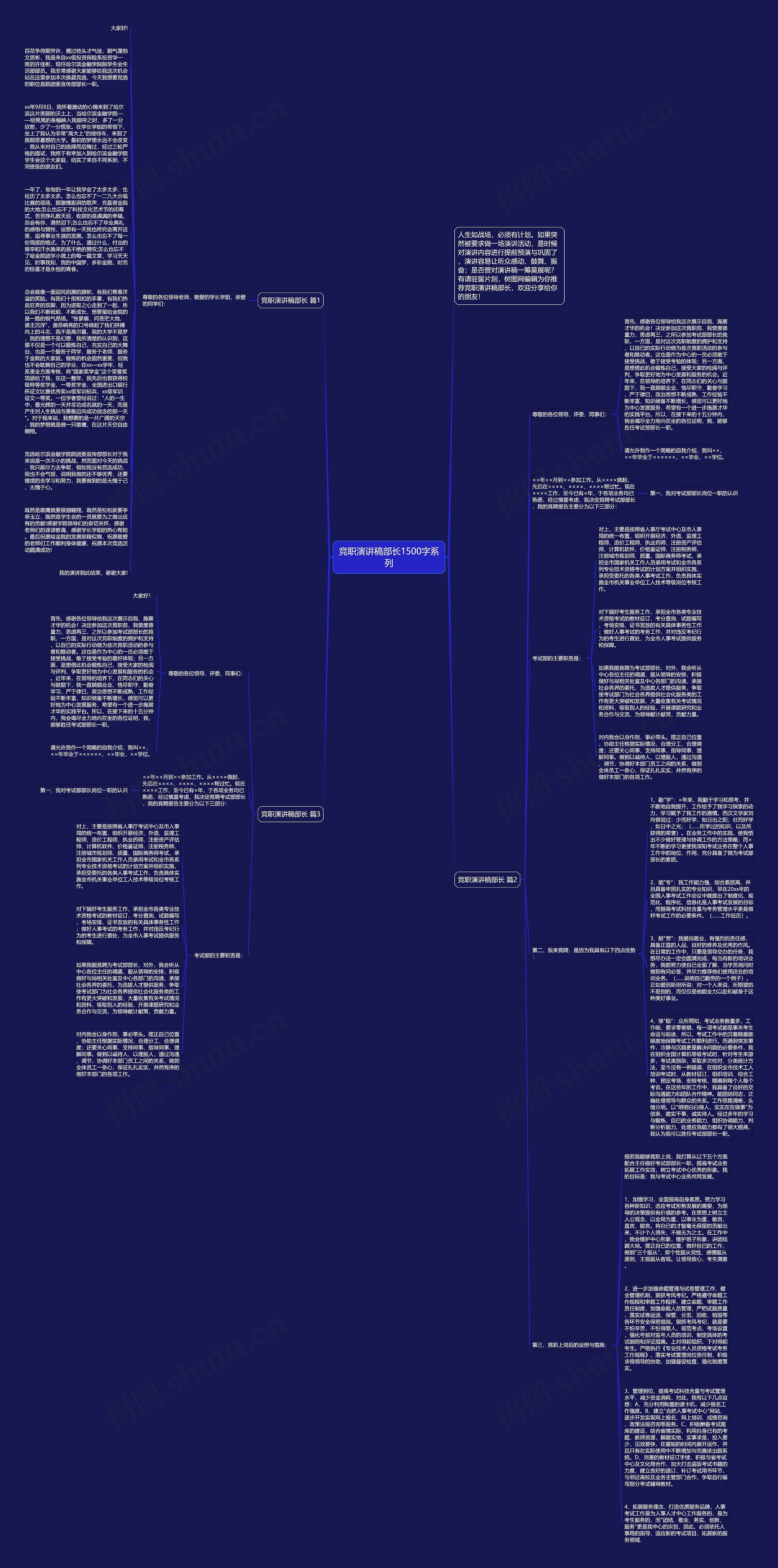 竞职演讲稿部长1500字系列思维导图