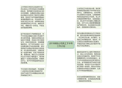 2019保险公司员工下半年工作计划