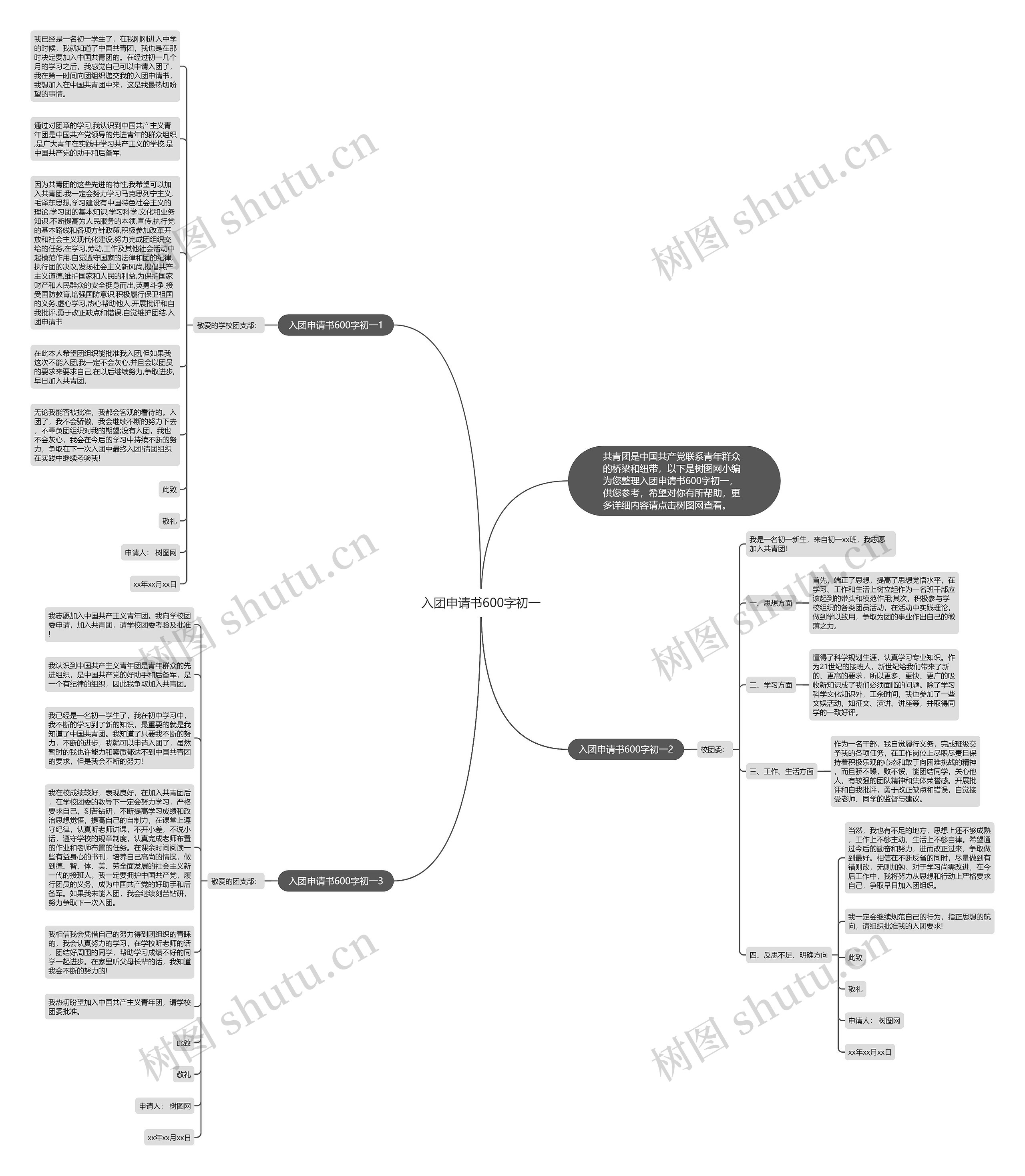 入团申请书600字初一思维导图