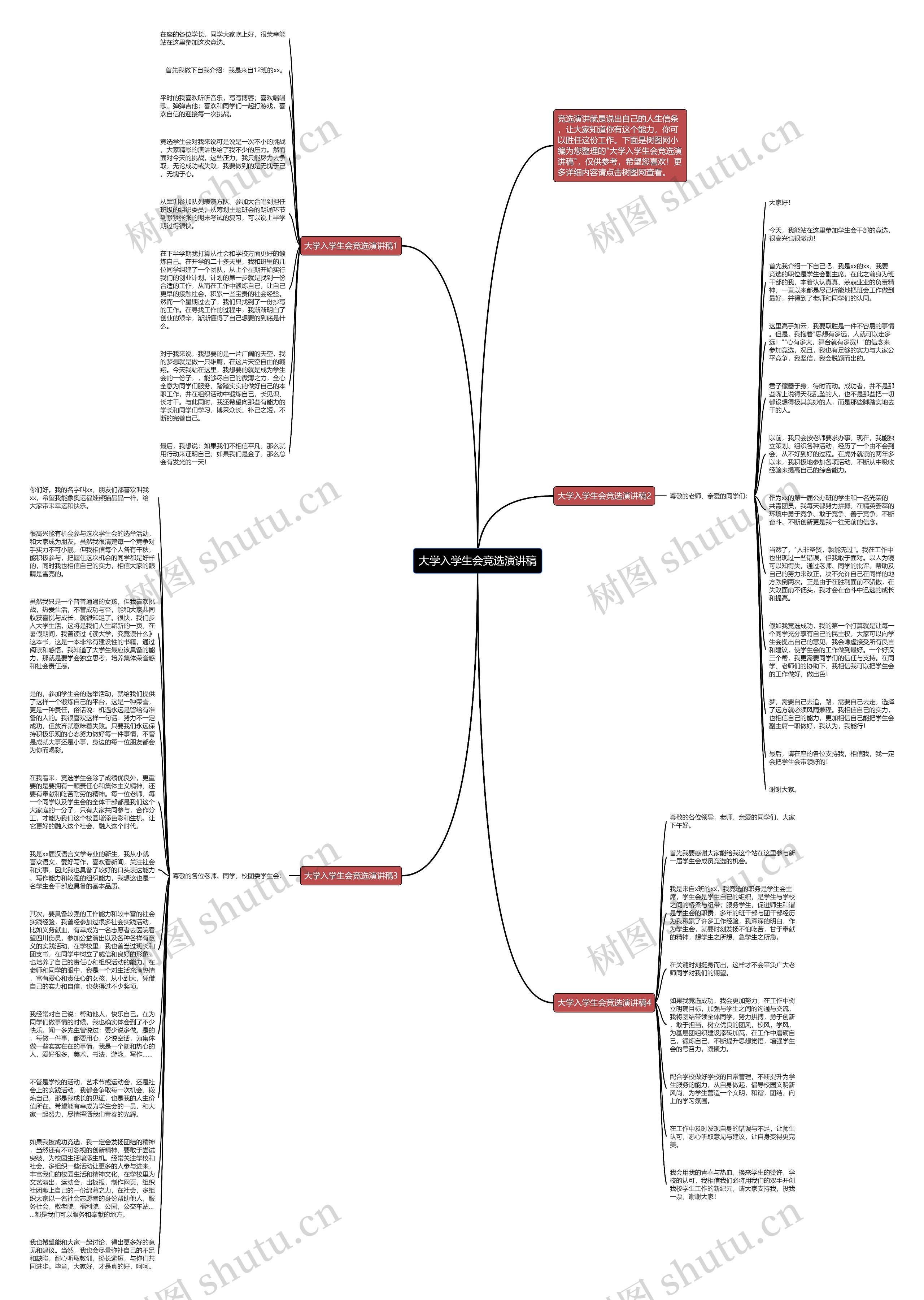 大学入学生会竞选演讲稿思维导图