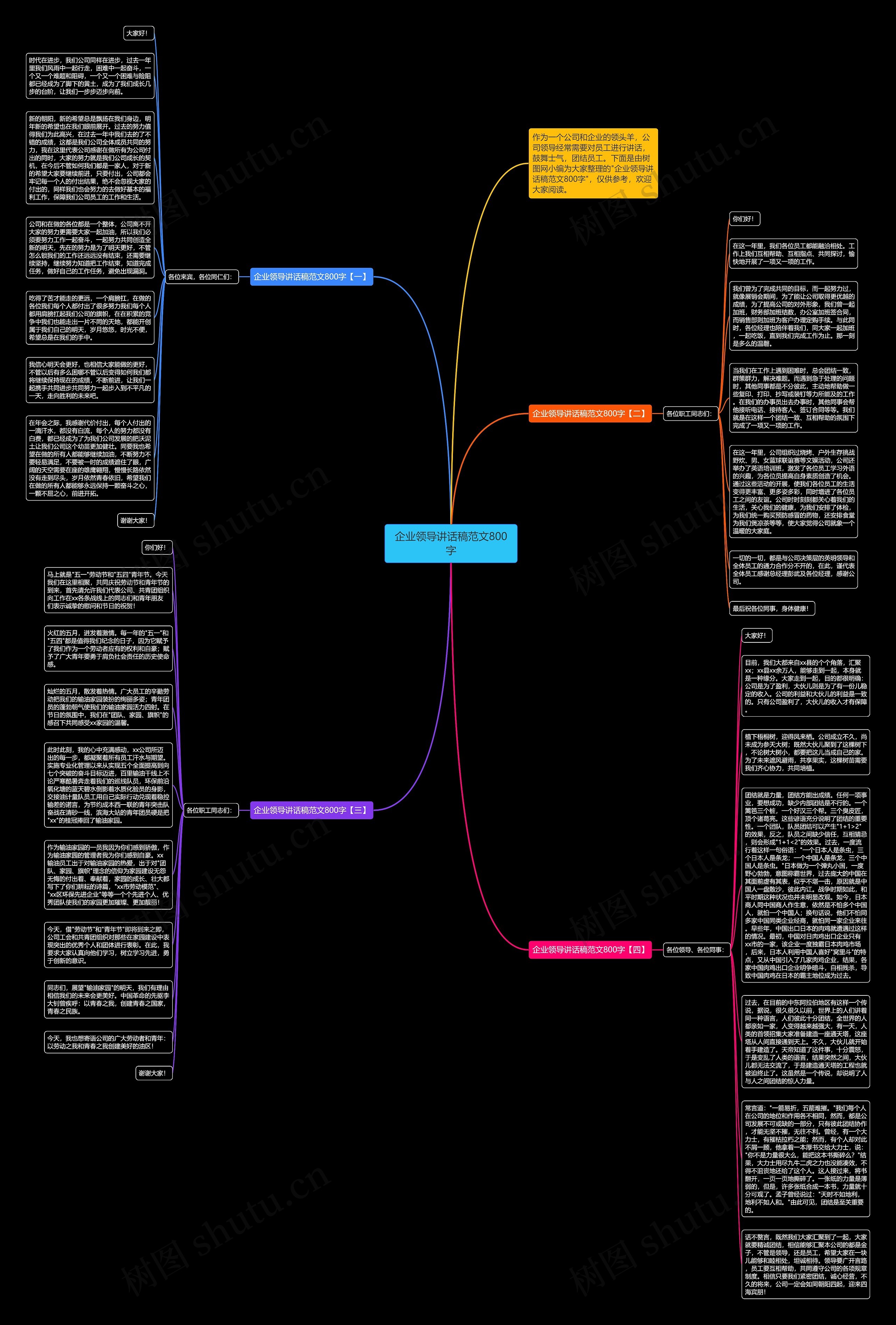 企业领导讲话稿范文800字思维导图