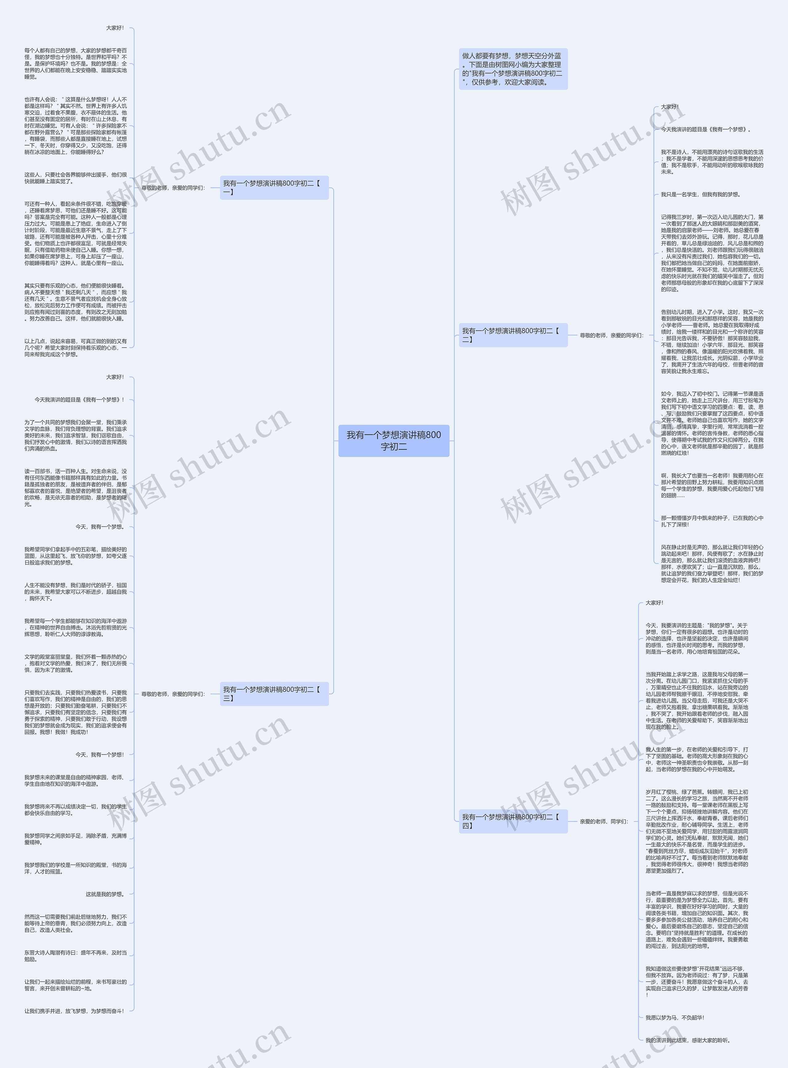 我有一个梦想演讲稿800字初二思维导图