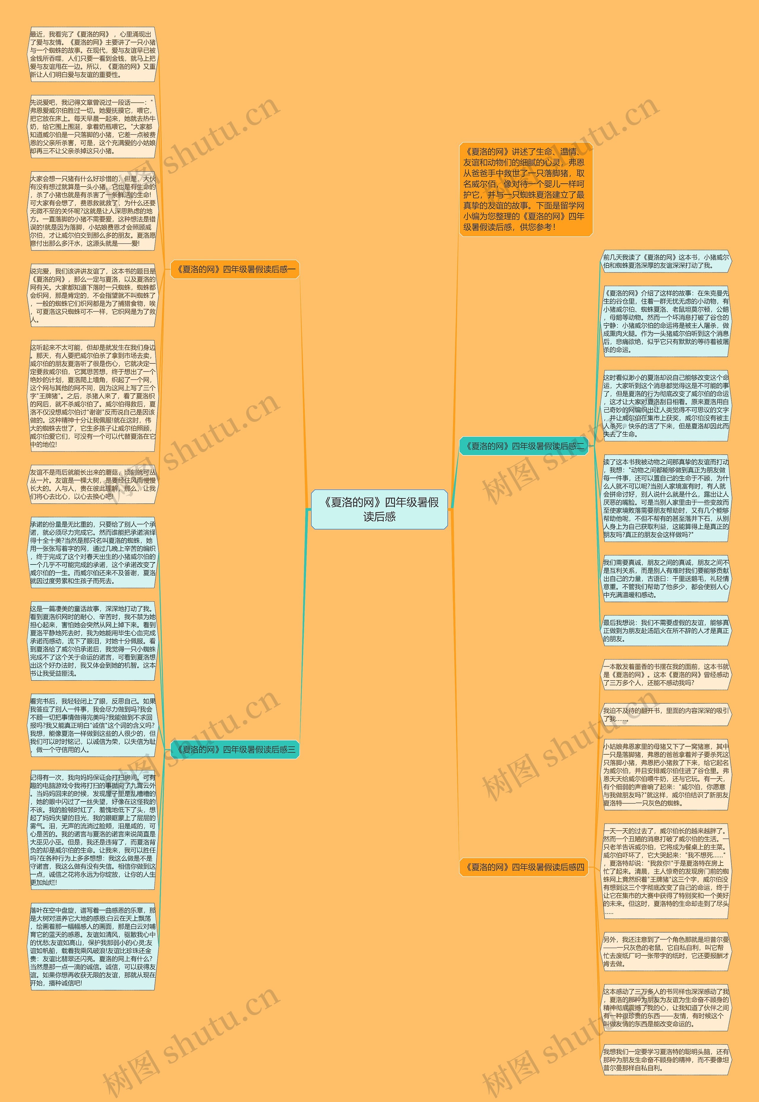 《夏洛的网》四年级暑假读后感思维导图