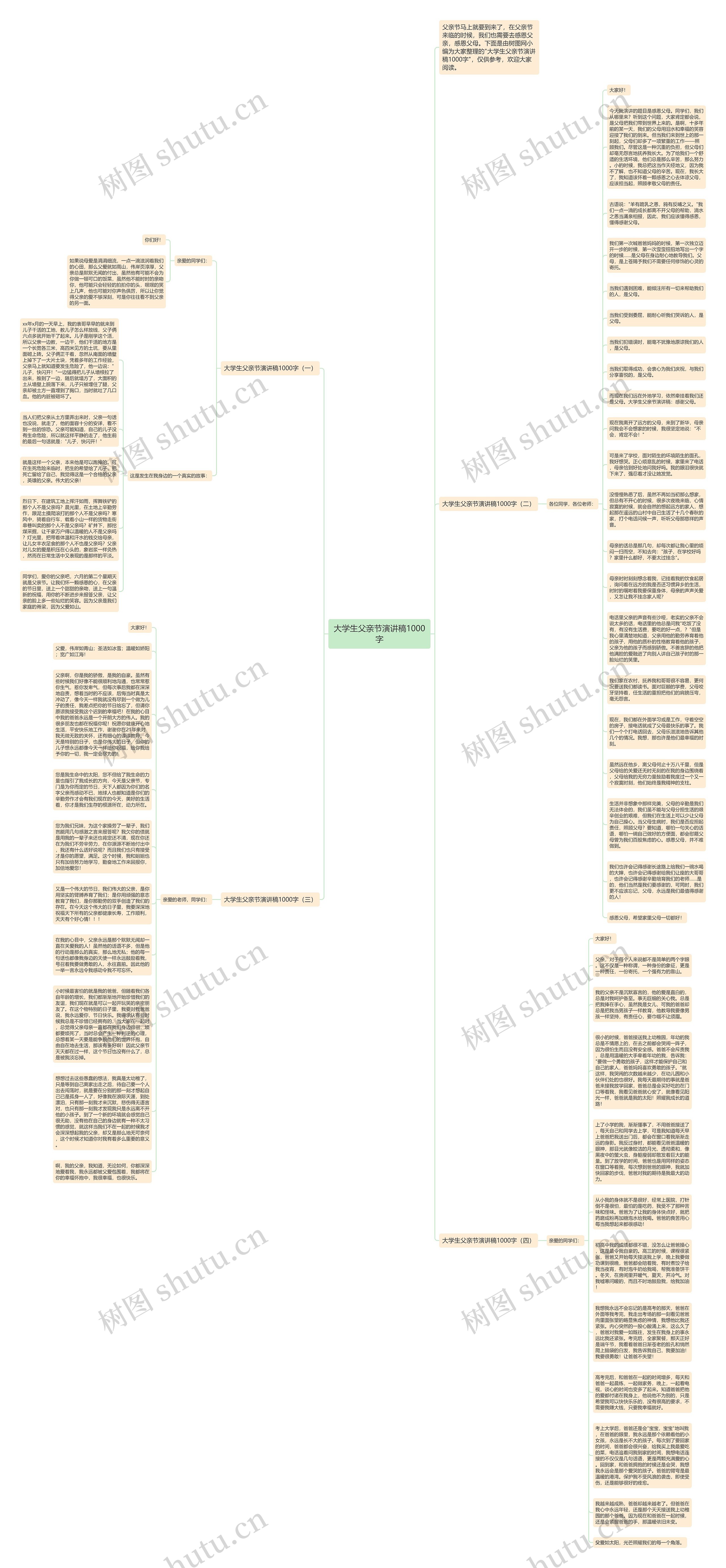 大学生父亲节演讲稿1000字思维导图