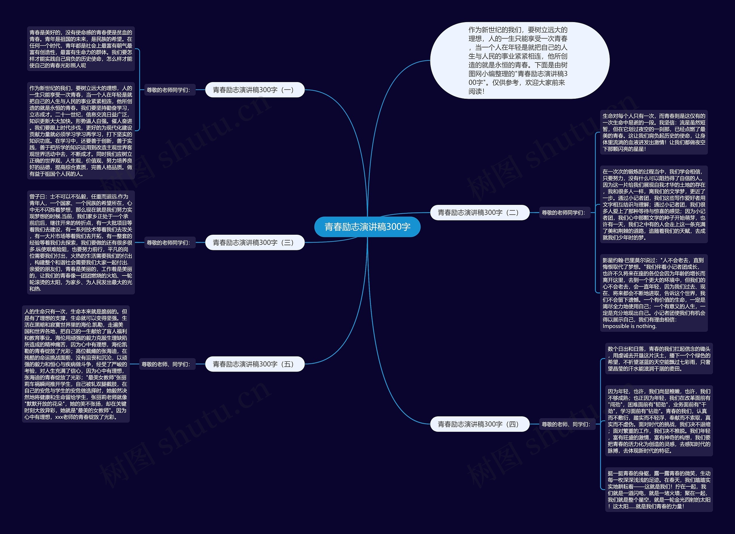 青春励志演讲稿300字思维导图