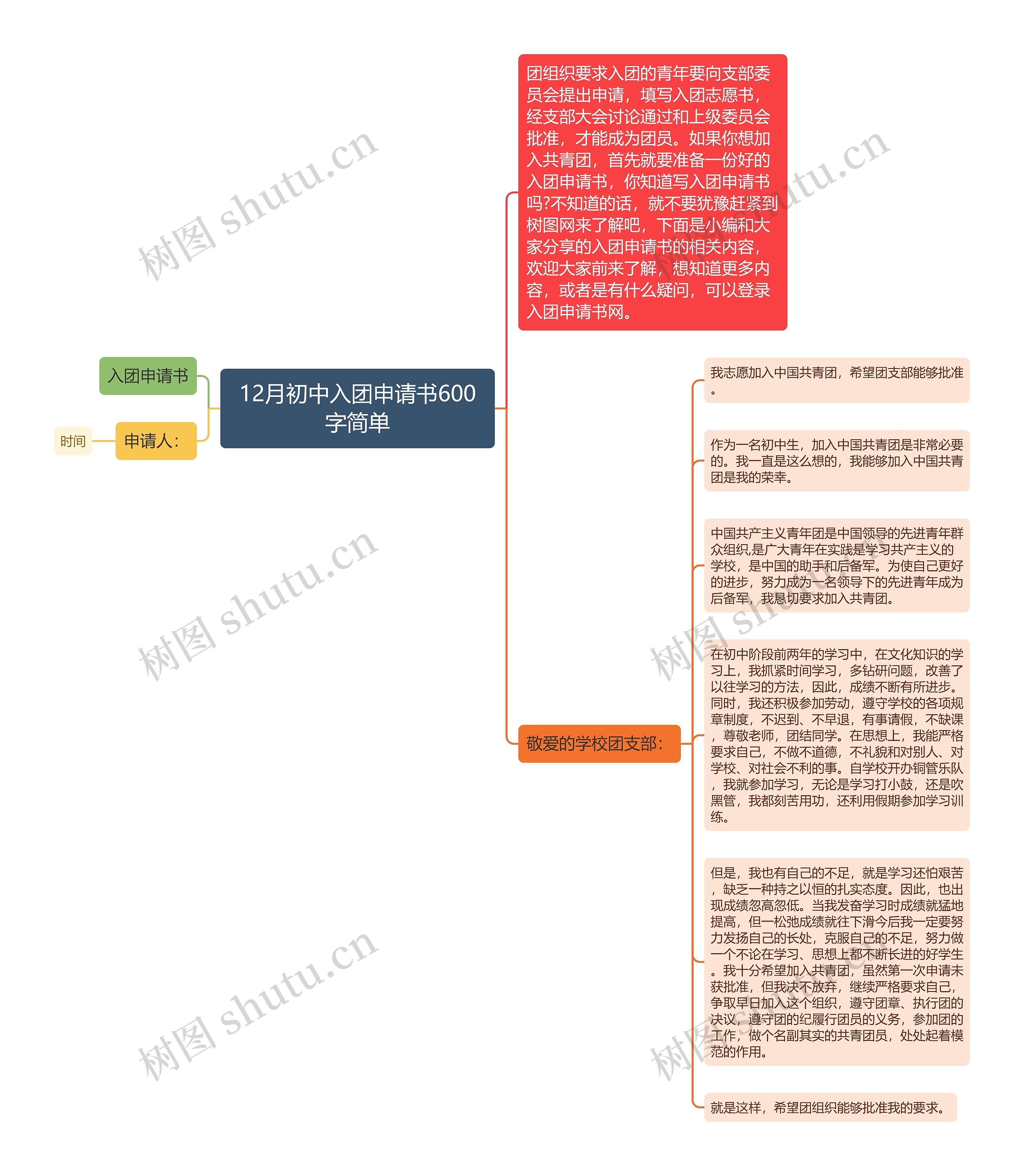 12月初中入团申请书600字简单思维导图