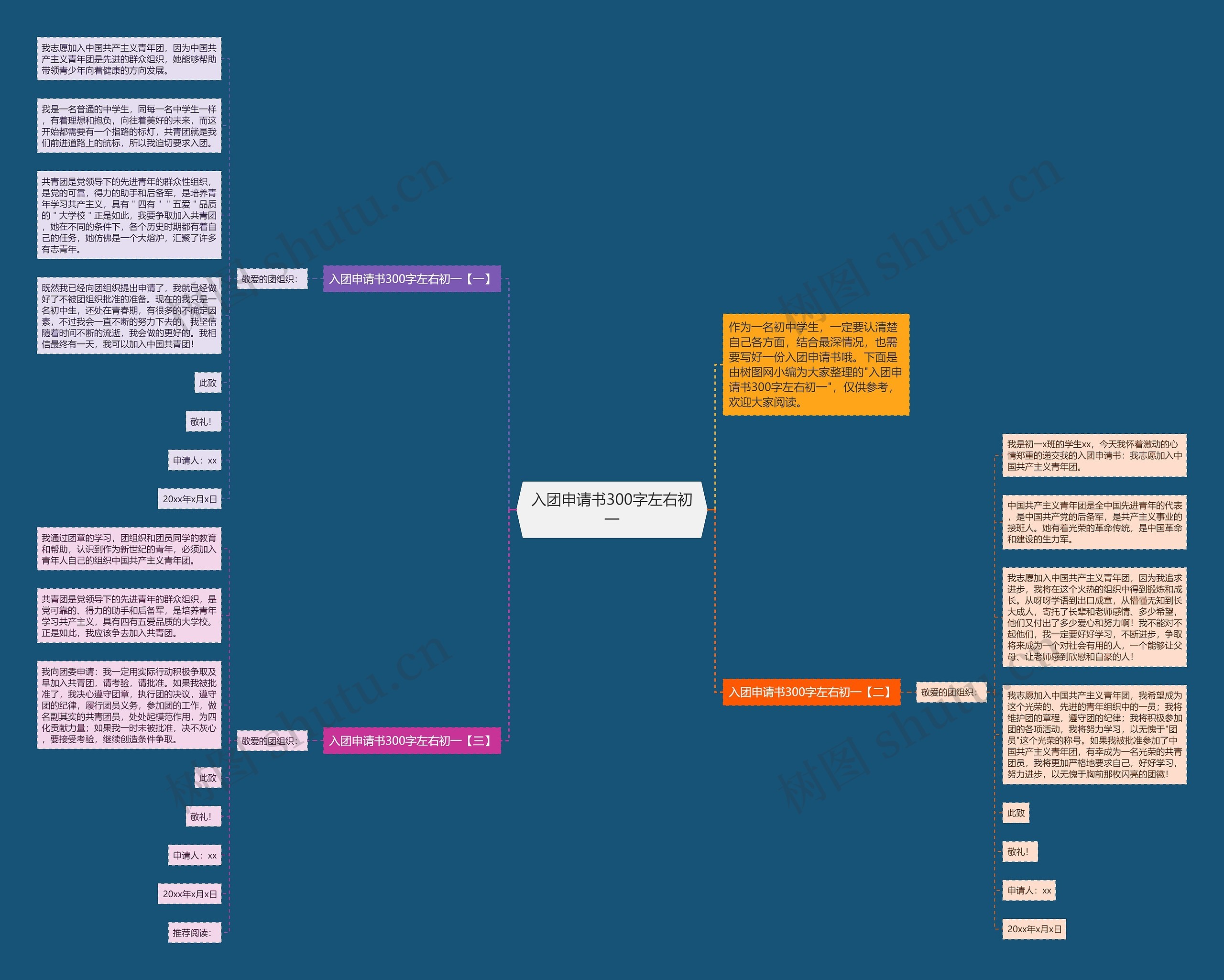 入团申请书300字左右初一思维导图