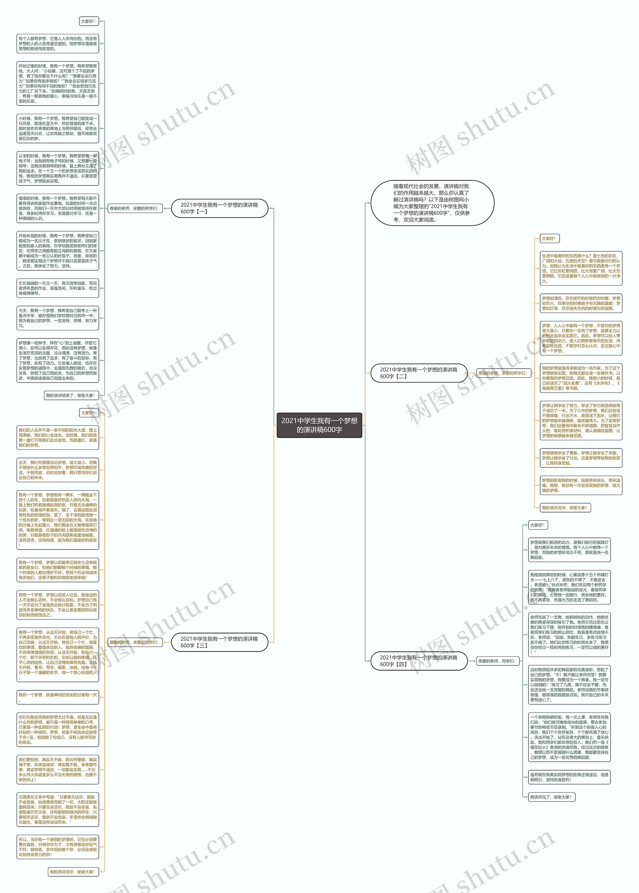 2021中学生我有一个梦想的演讲稿600字思维导图