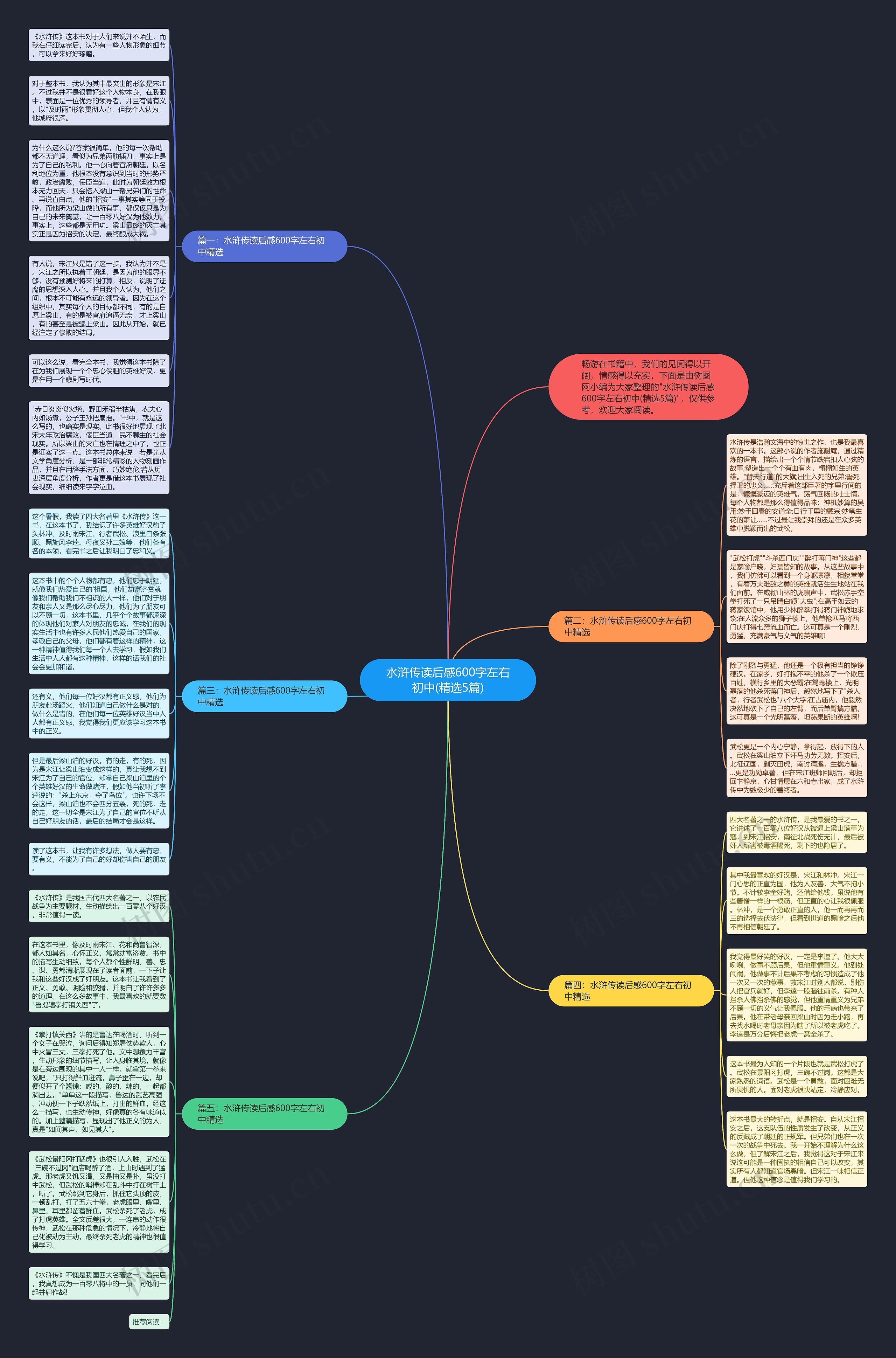水浒传读后感600字左右初中(精选5篇)思维导图