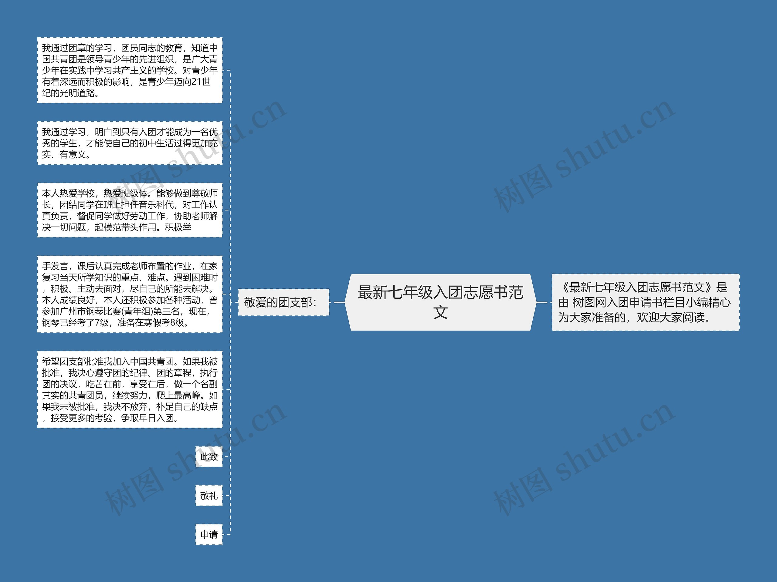 最新七年级入团志愿书范文思维导图