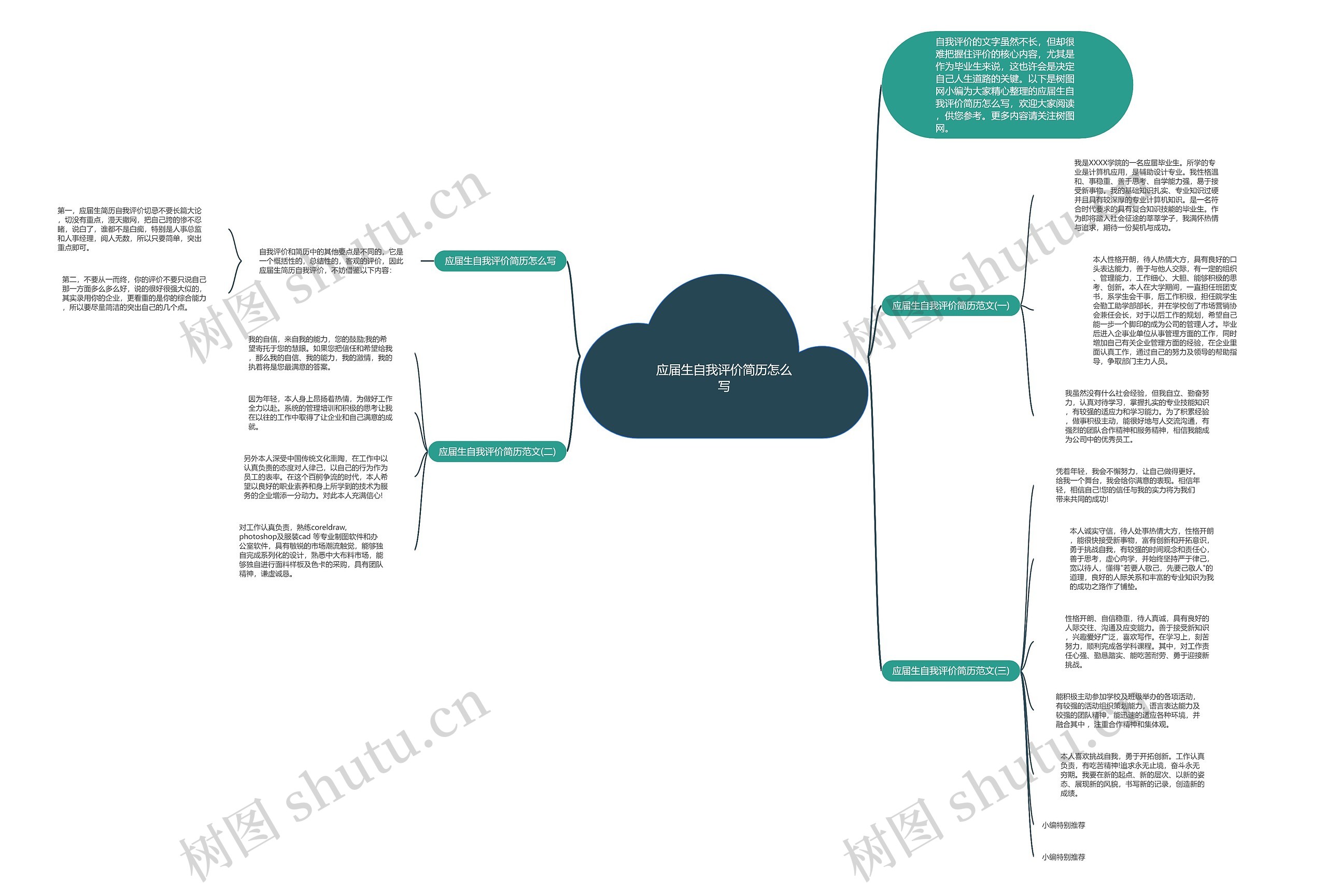 应届生自我评价简历怎么写思维导图