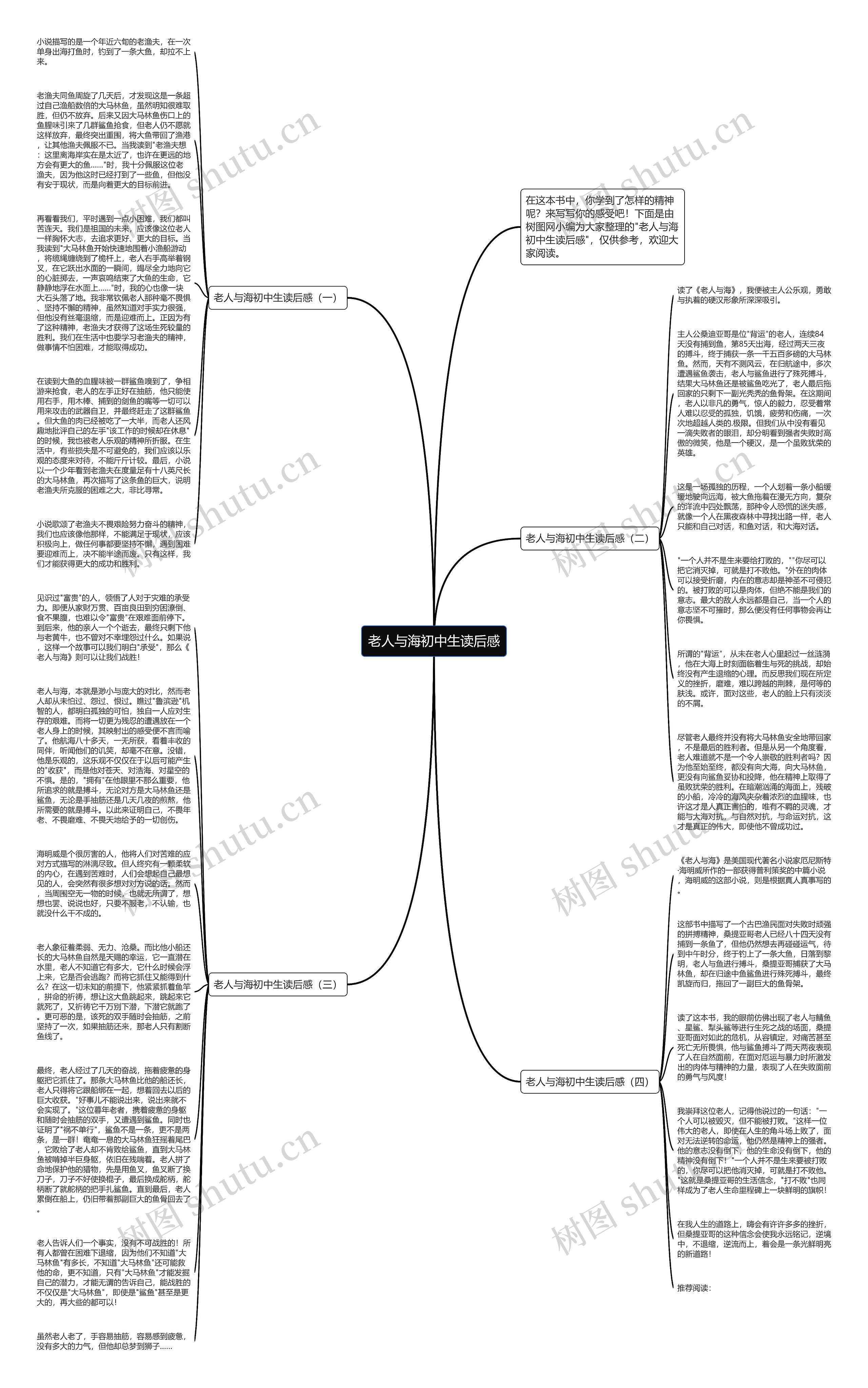老人与海初中生读后感思维导图