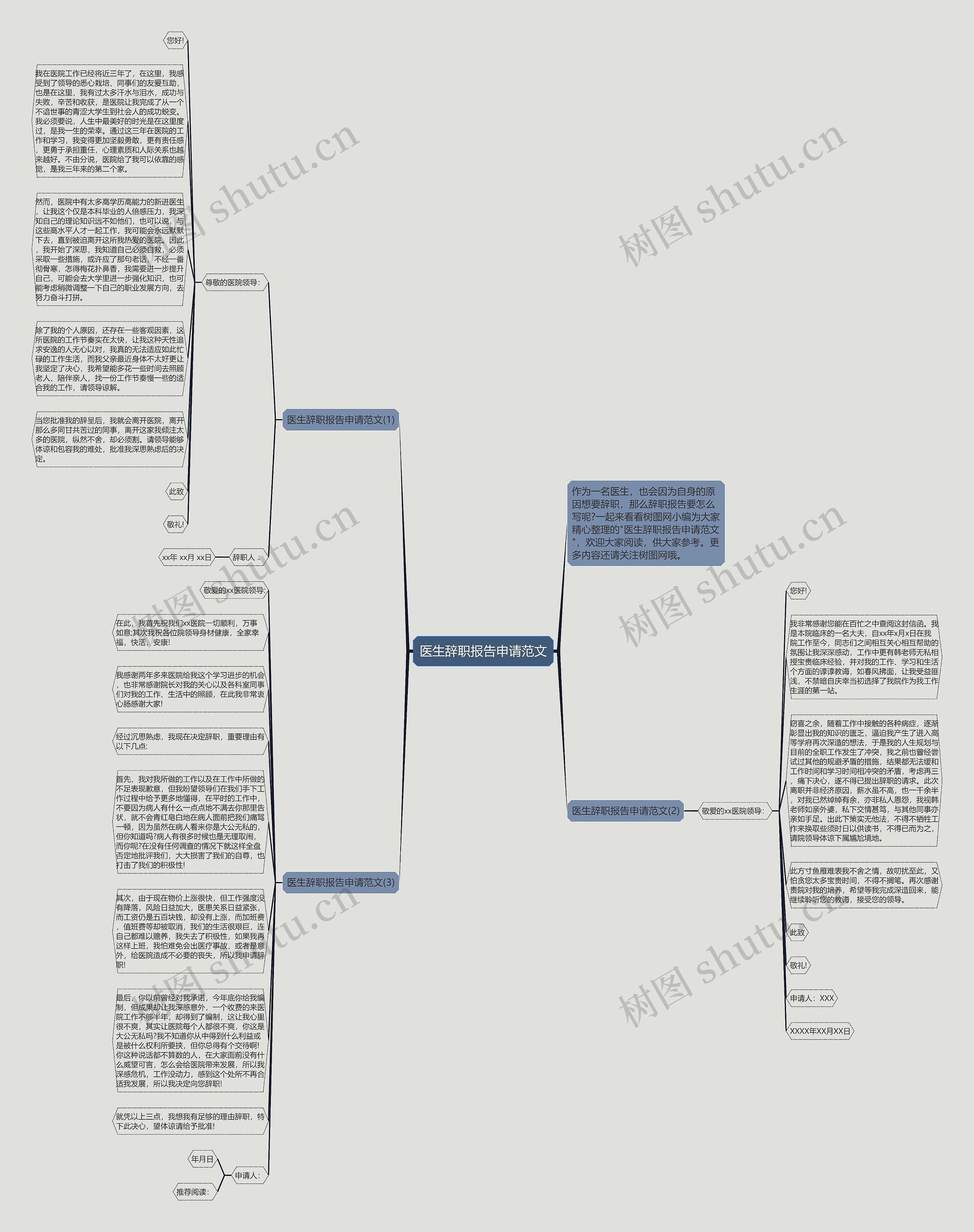 医生辞职报告申请范文思维导图