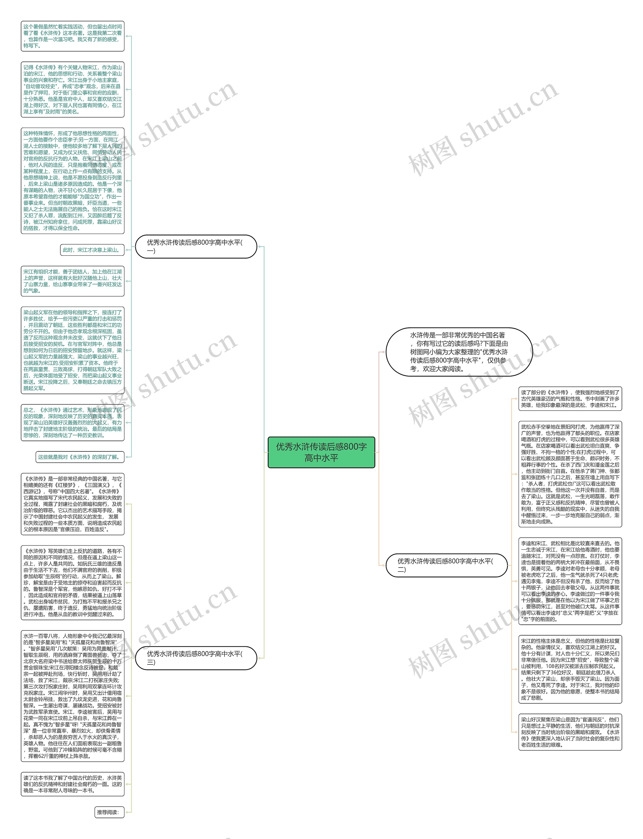 优秀水浒传读后感800字高中水平思维导图