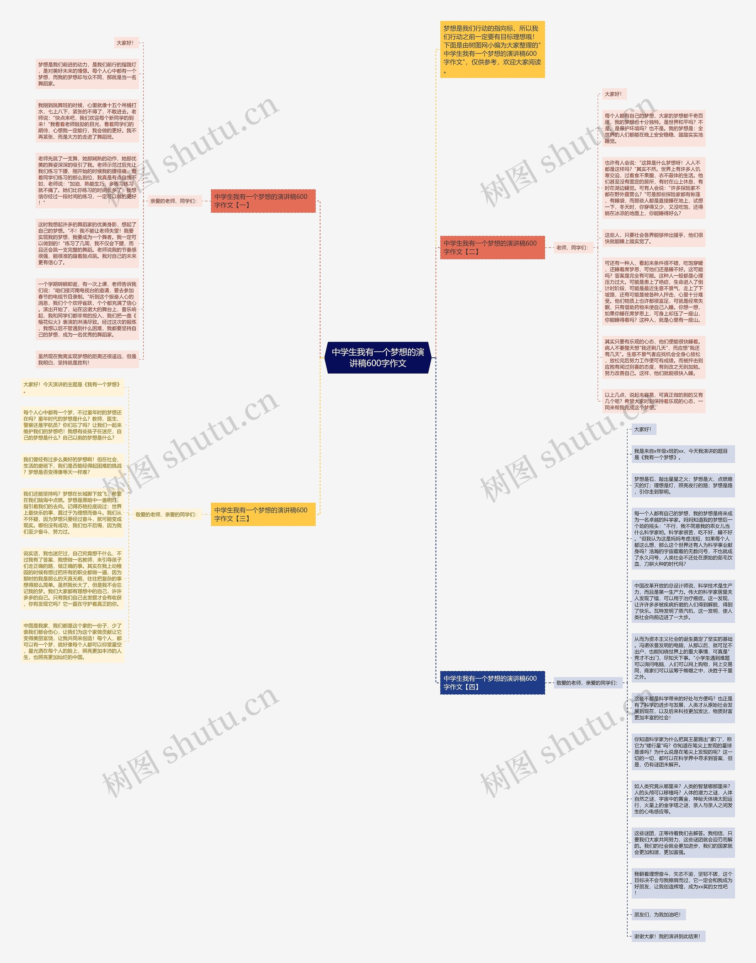 中学生我有一个梦想的演讲稿600字作文思维导图