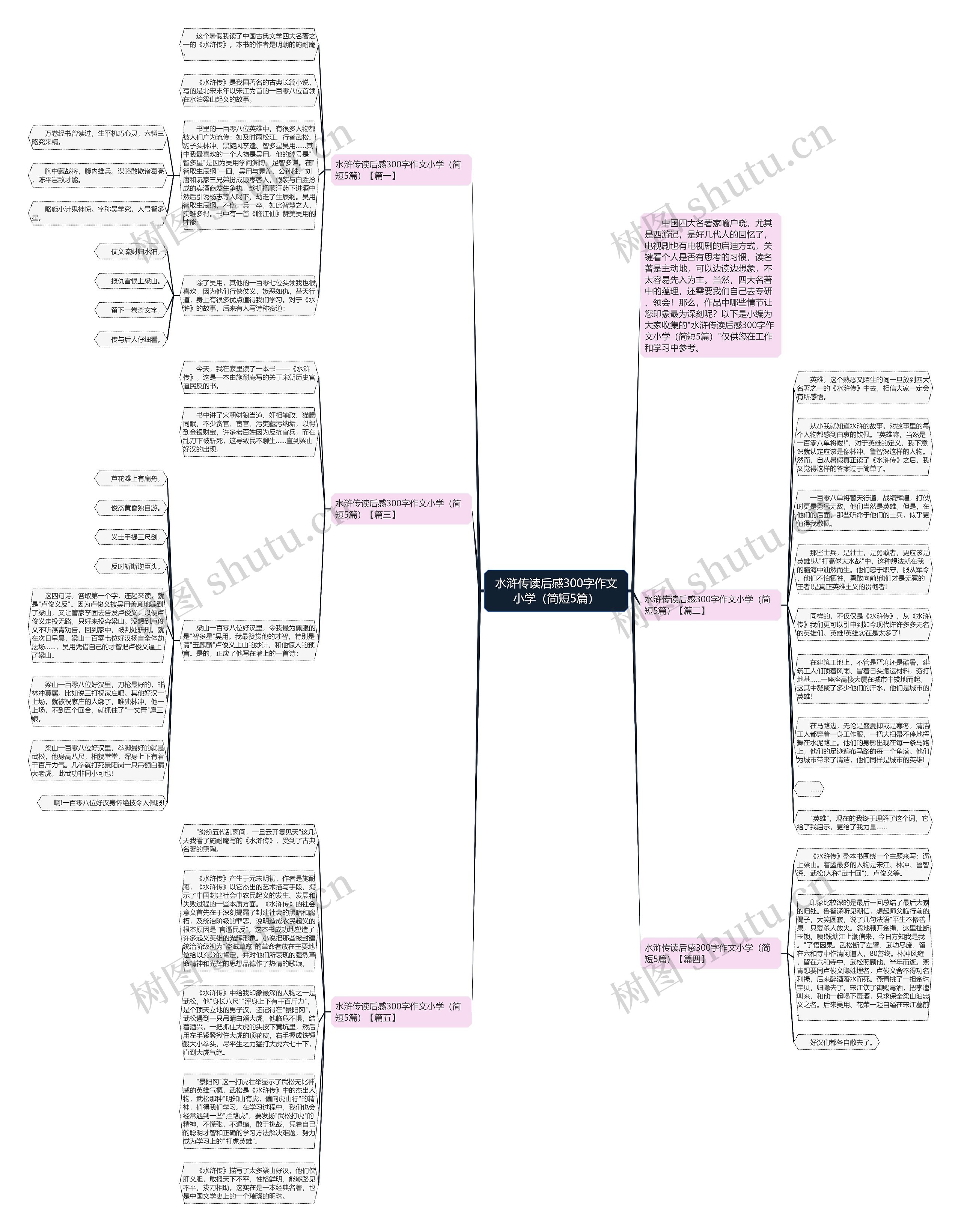 水浒传读后感300字作文小学（简短5篇）思维导图