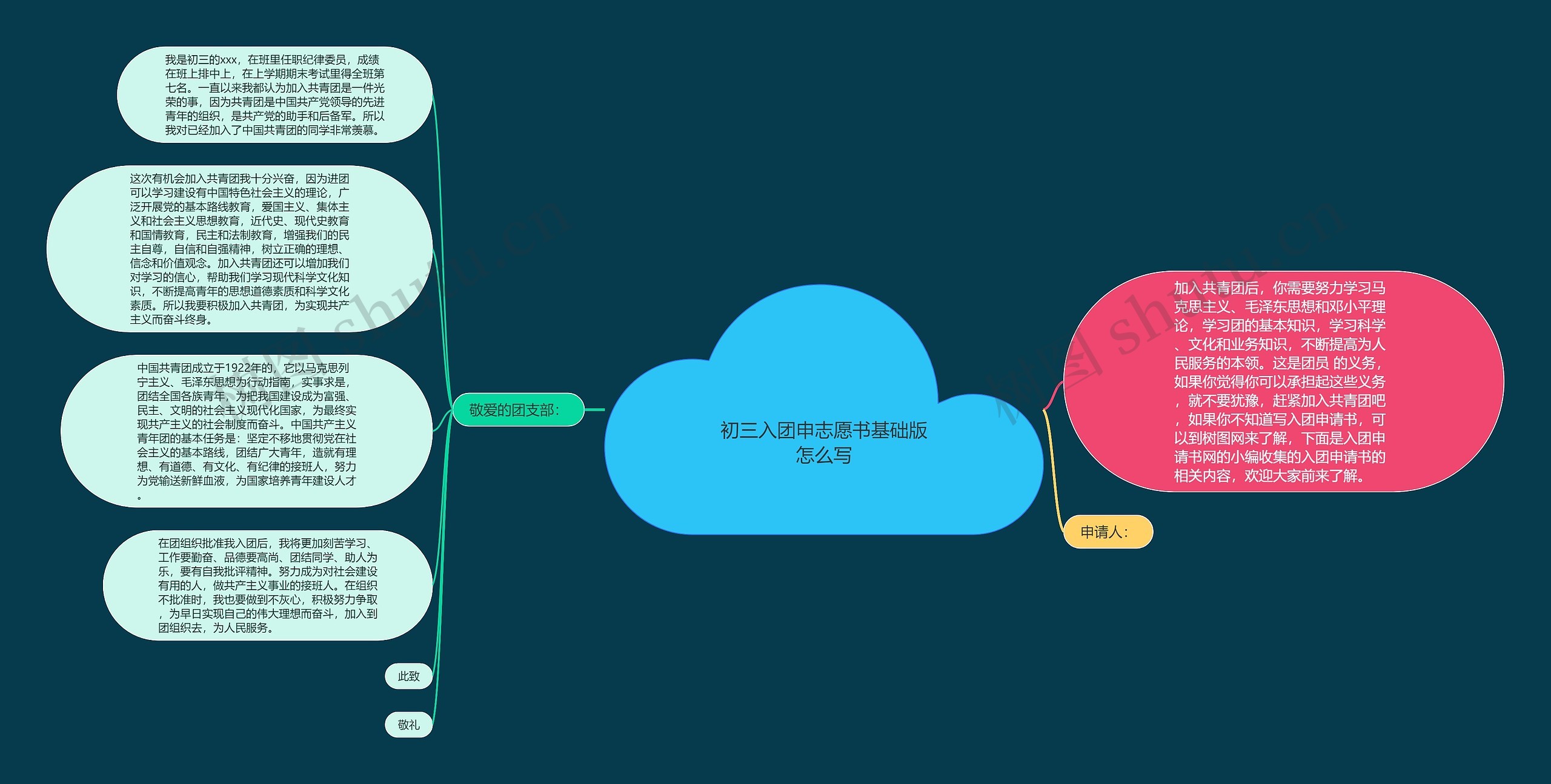 初三入团申志愿书基础版怎么写思维导图