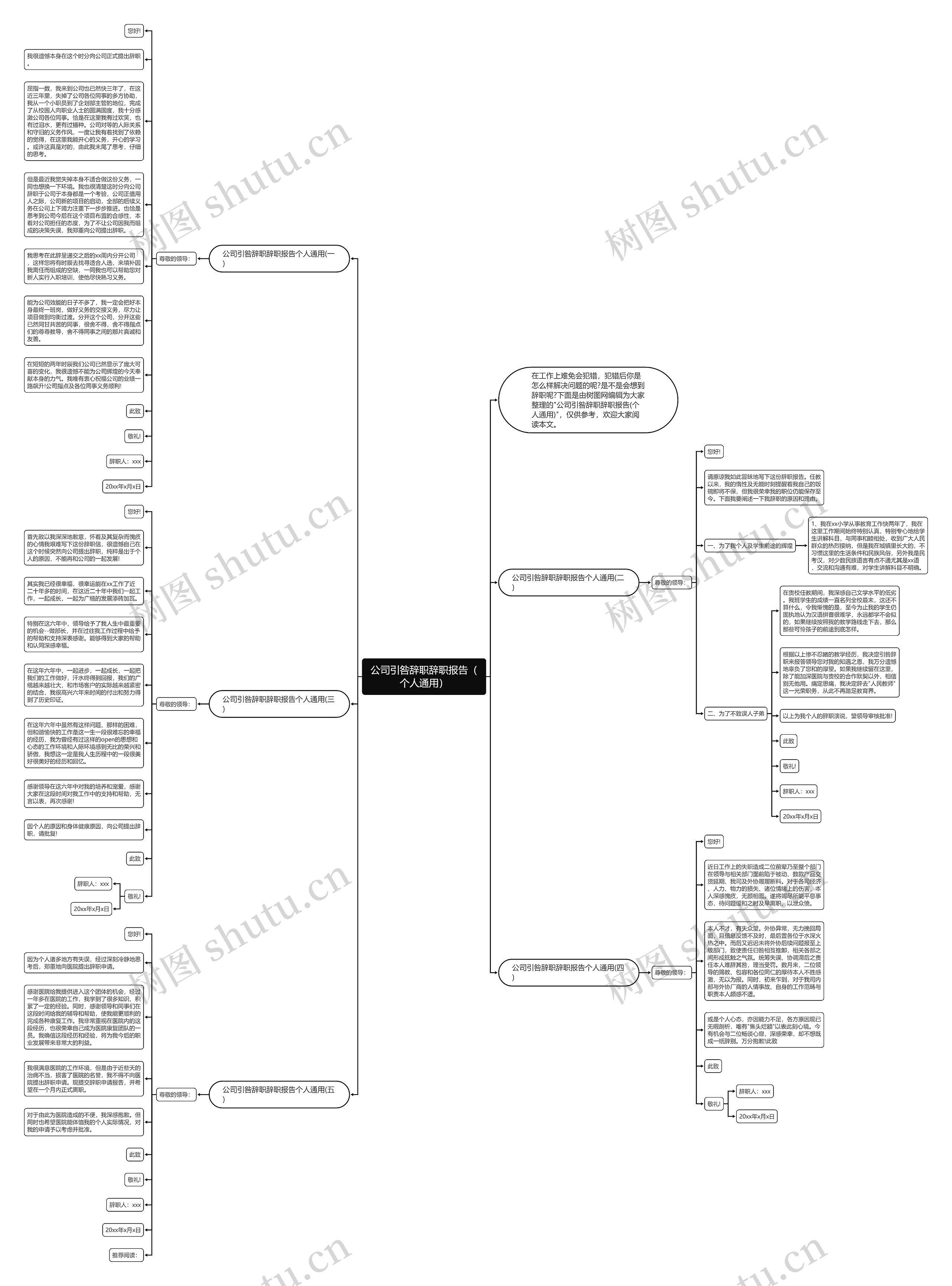 公司引咎辞职辞职报告（个人通用）思维导图