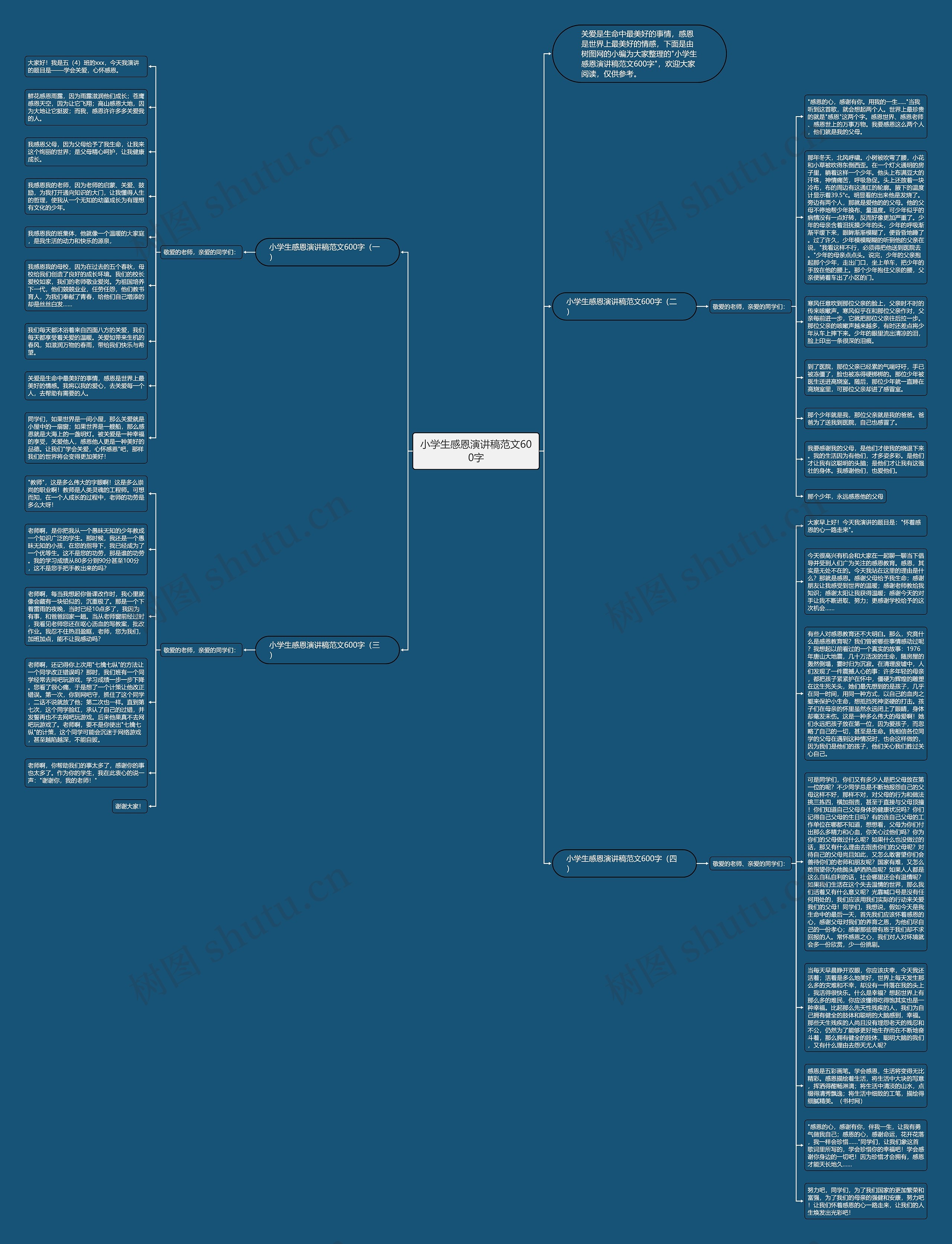 小学生感恩演讲稿范文600字思维导图