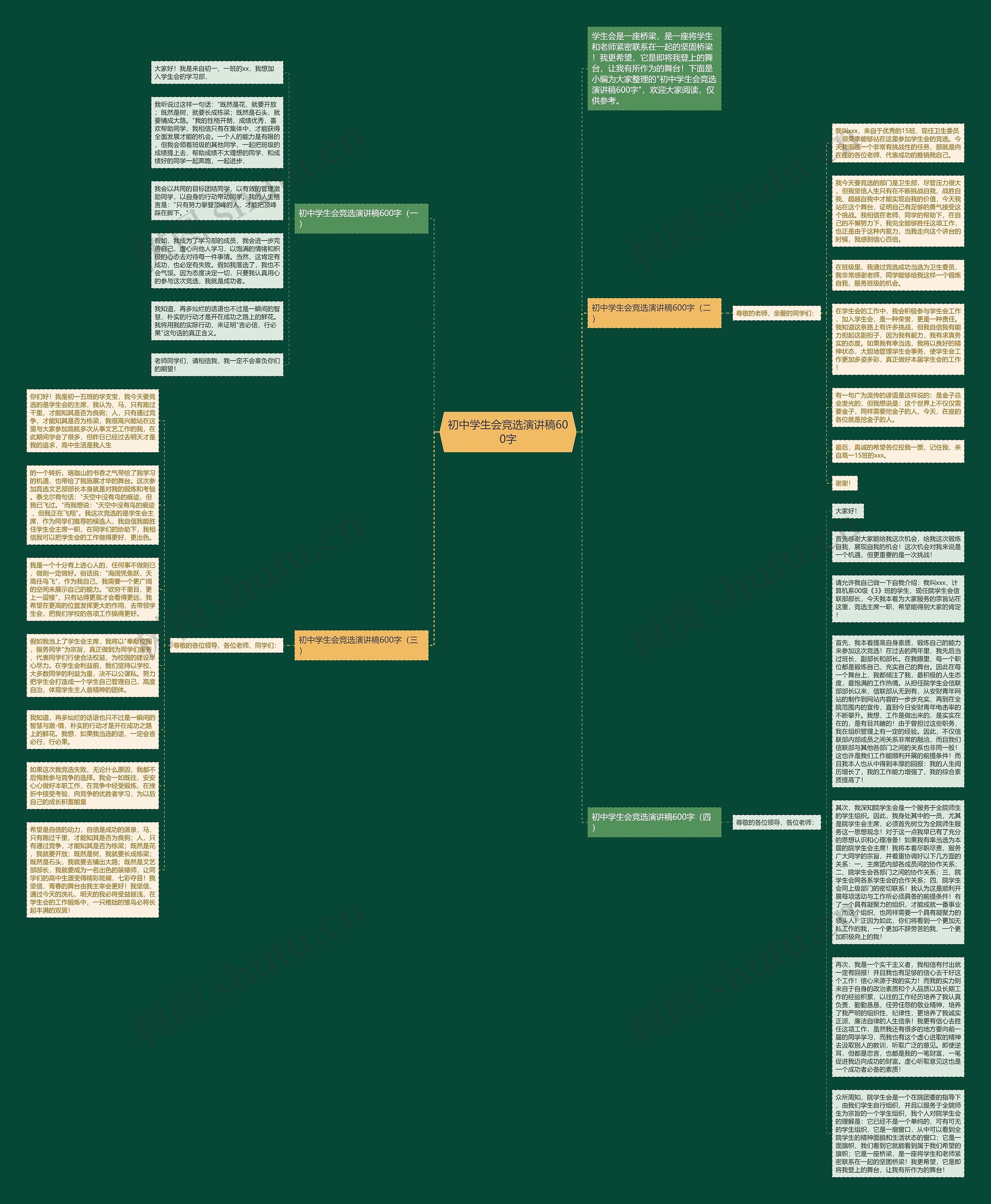 初中学生会竞选演讲稿600字思维导图