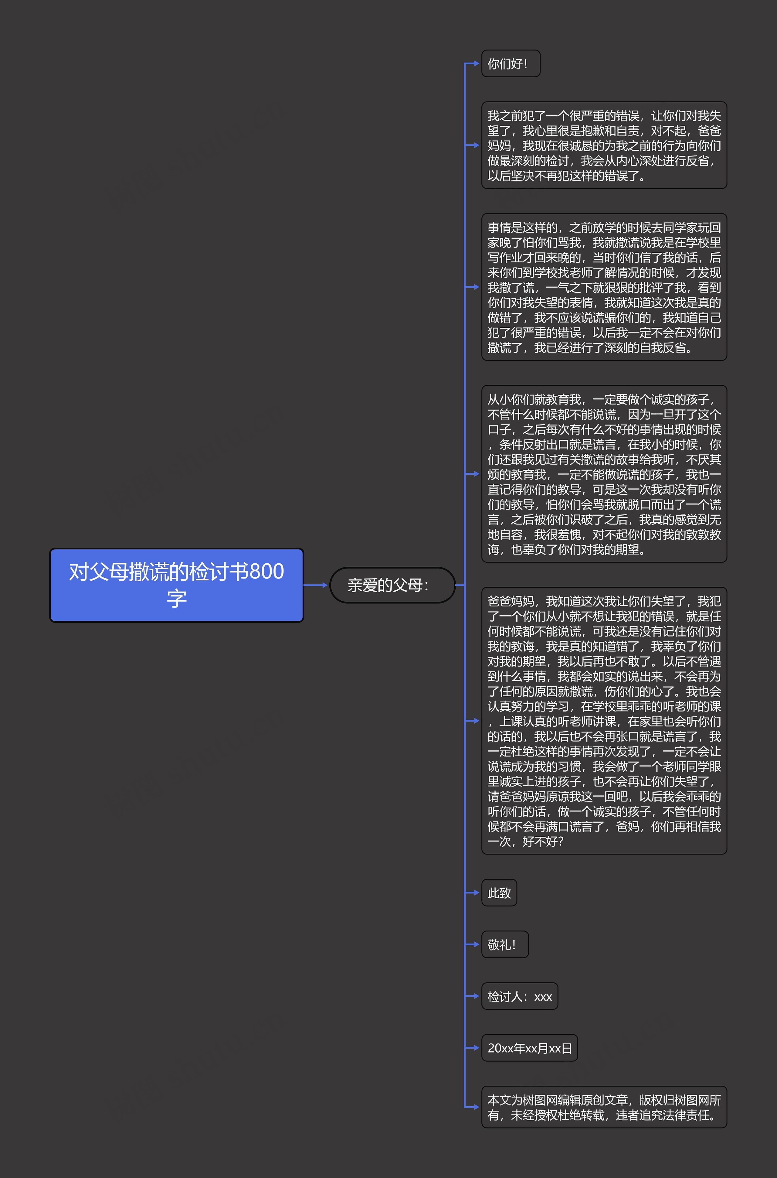 对父母撒谎的检讨书800字