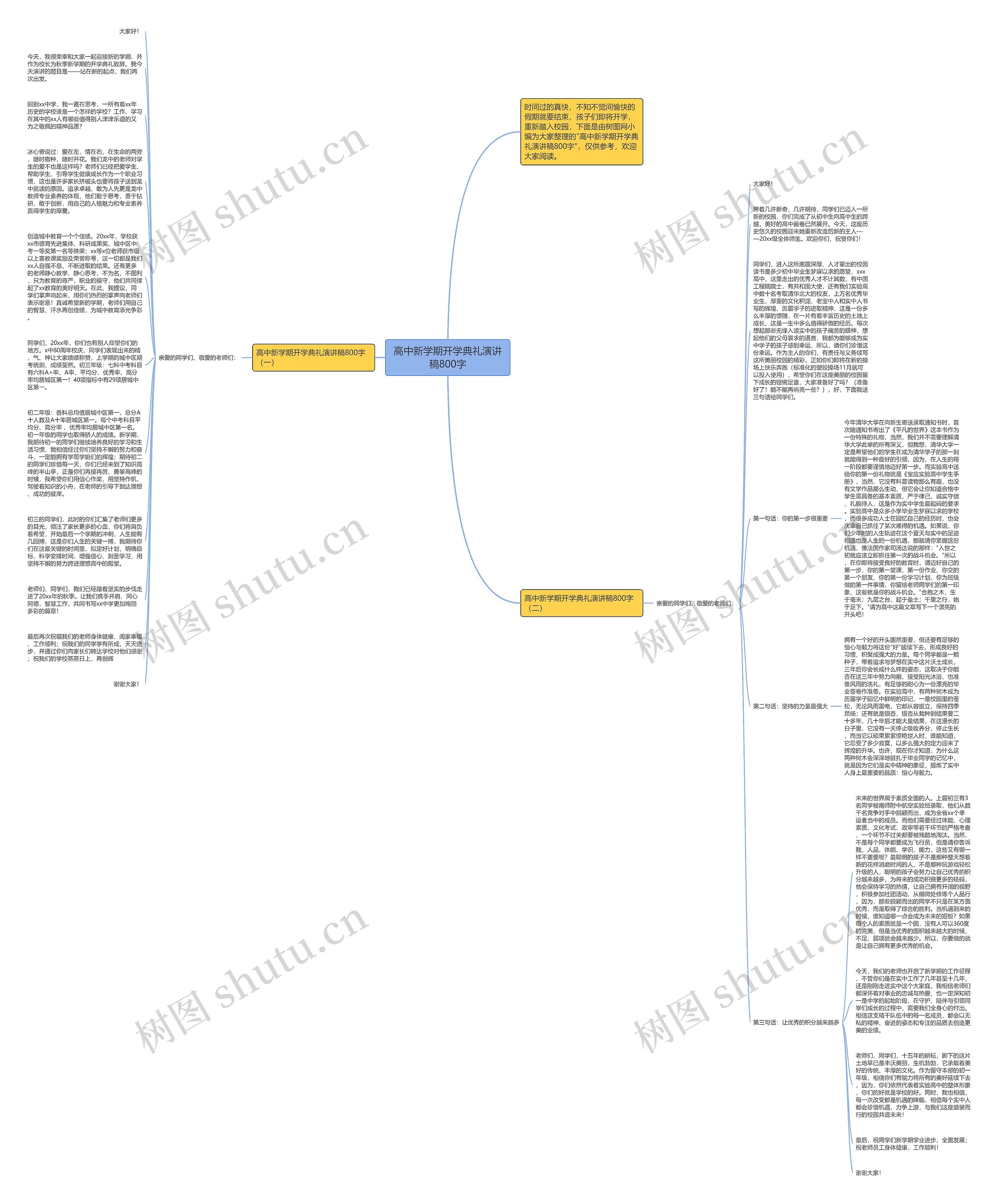 高中新学期开学典礼演讲稿800字思维导图