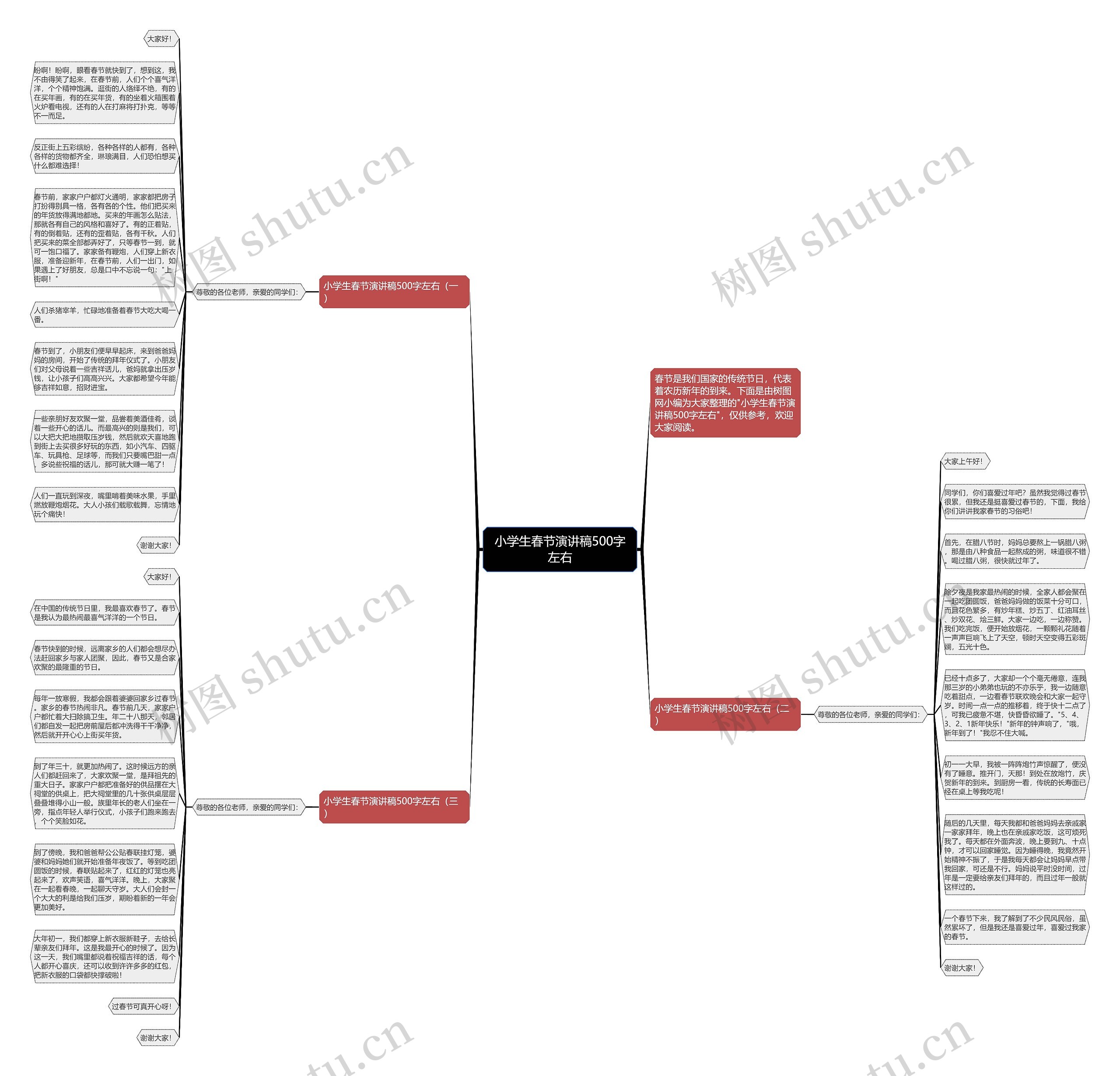小学生春节演讲稿500字左右思维导图