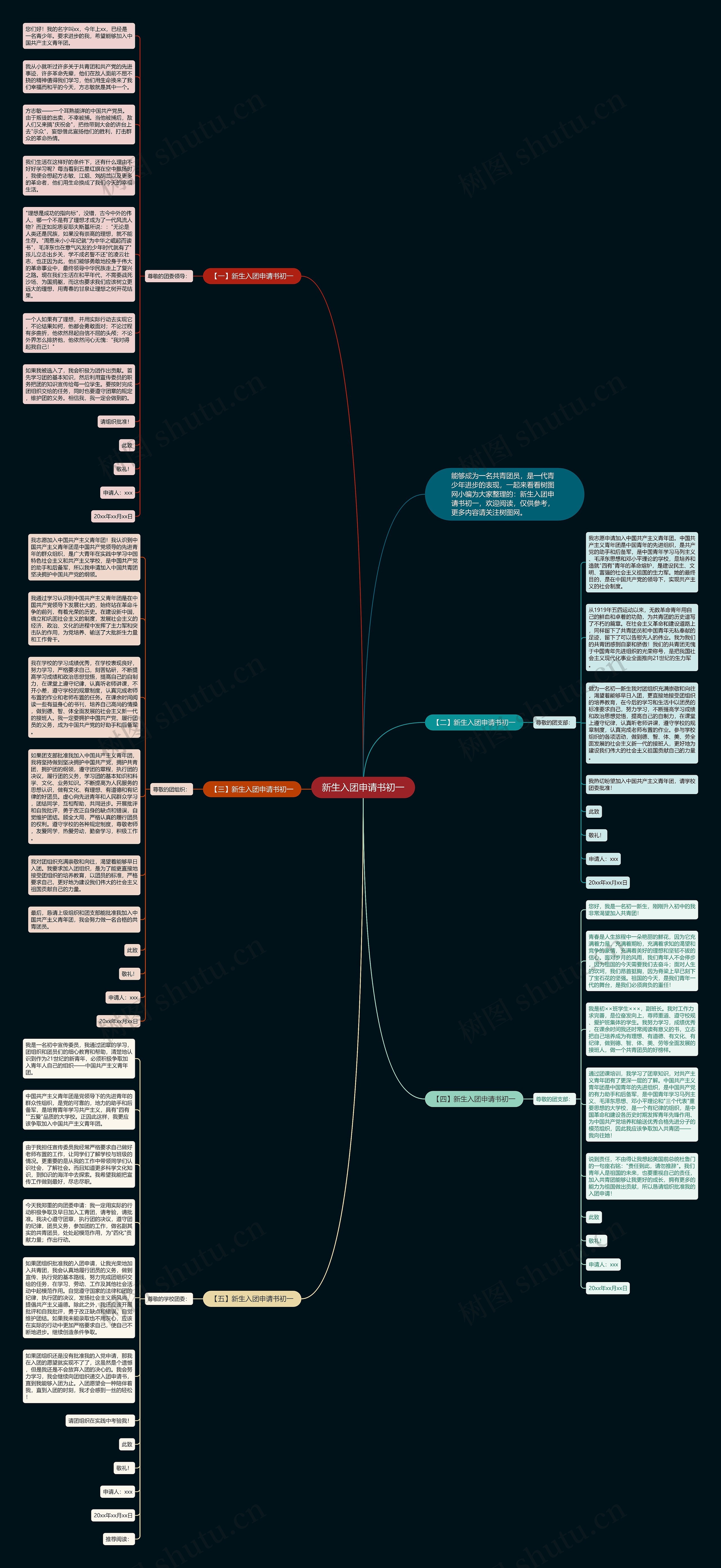 新生入团申请书初一思维导图