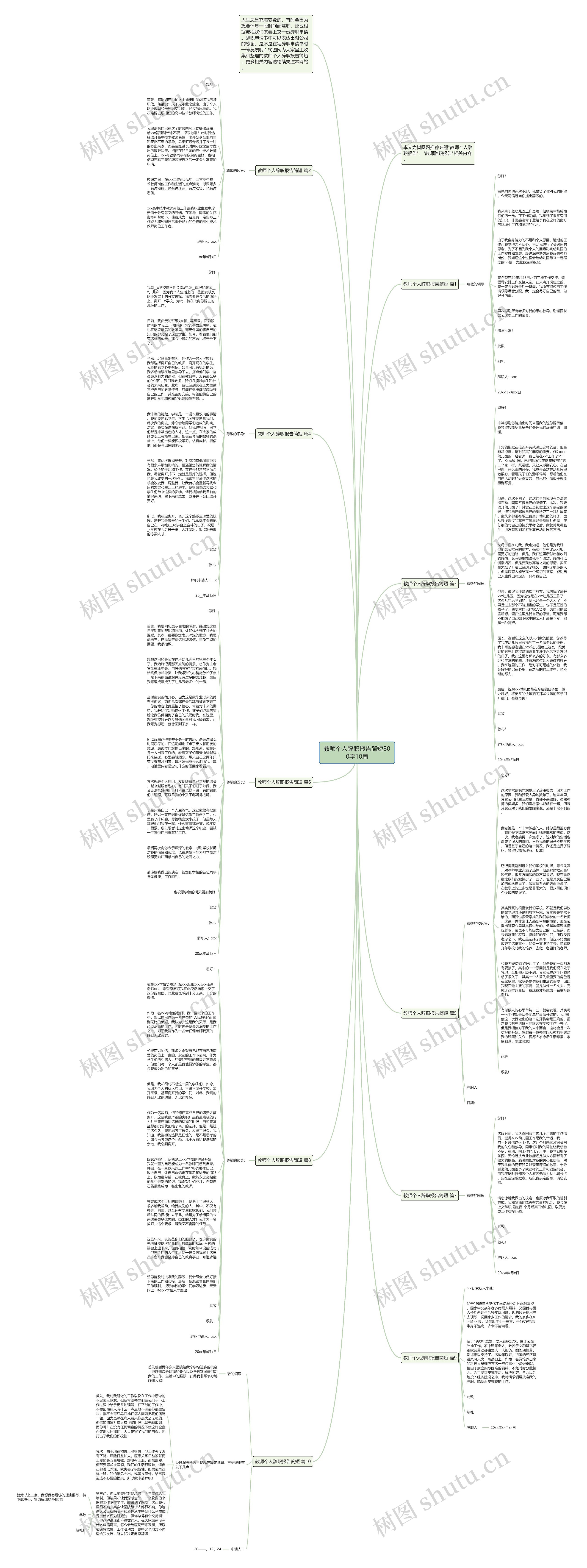 教师个人辞职报告简短800字10篇思维导图