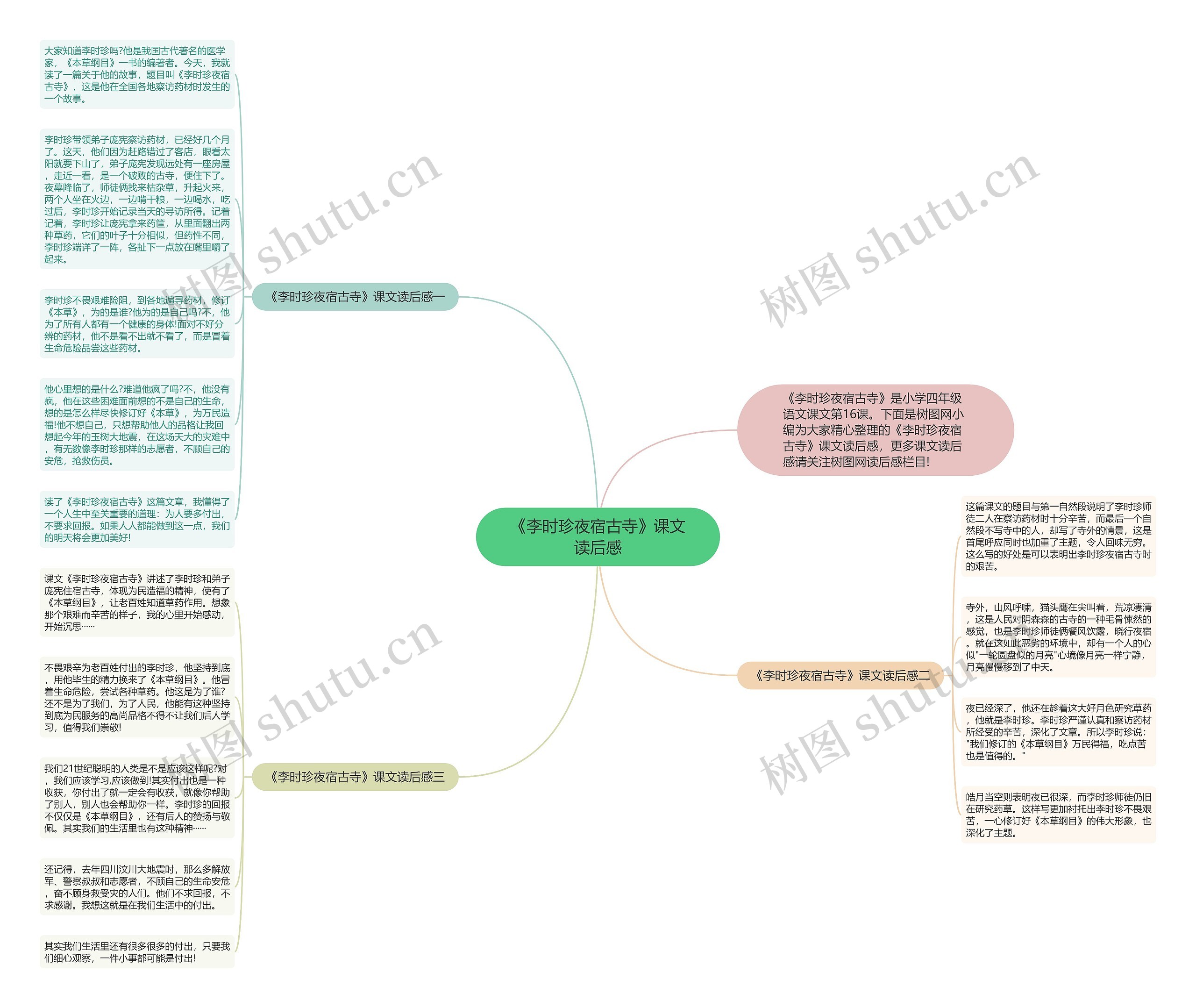 《李时珍夜宿古寺》课文读后感思维导图