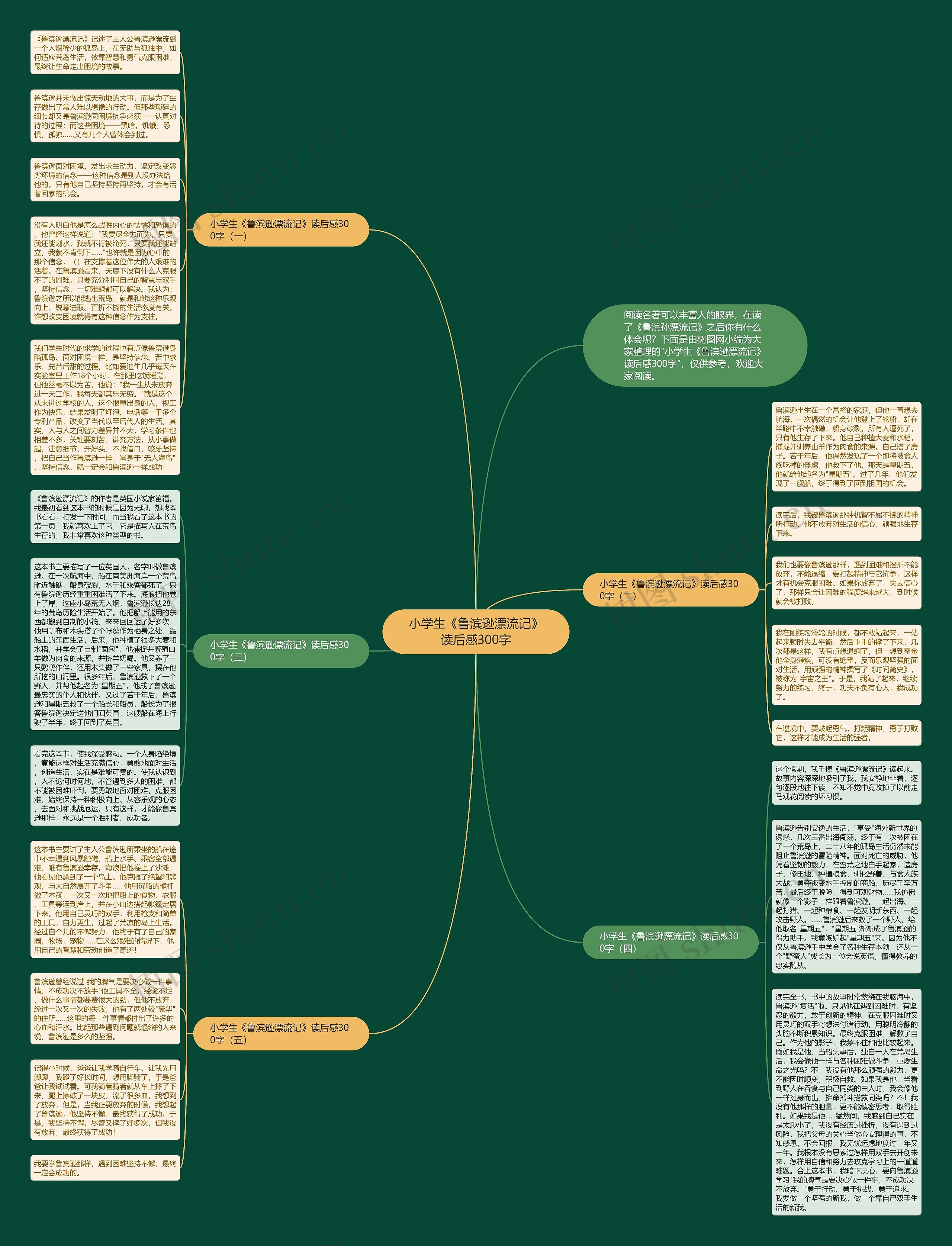 小学生《鲁滨逊漂流记》读后感300字思维导图