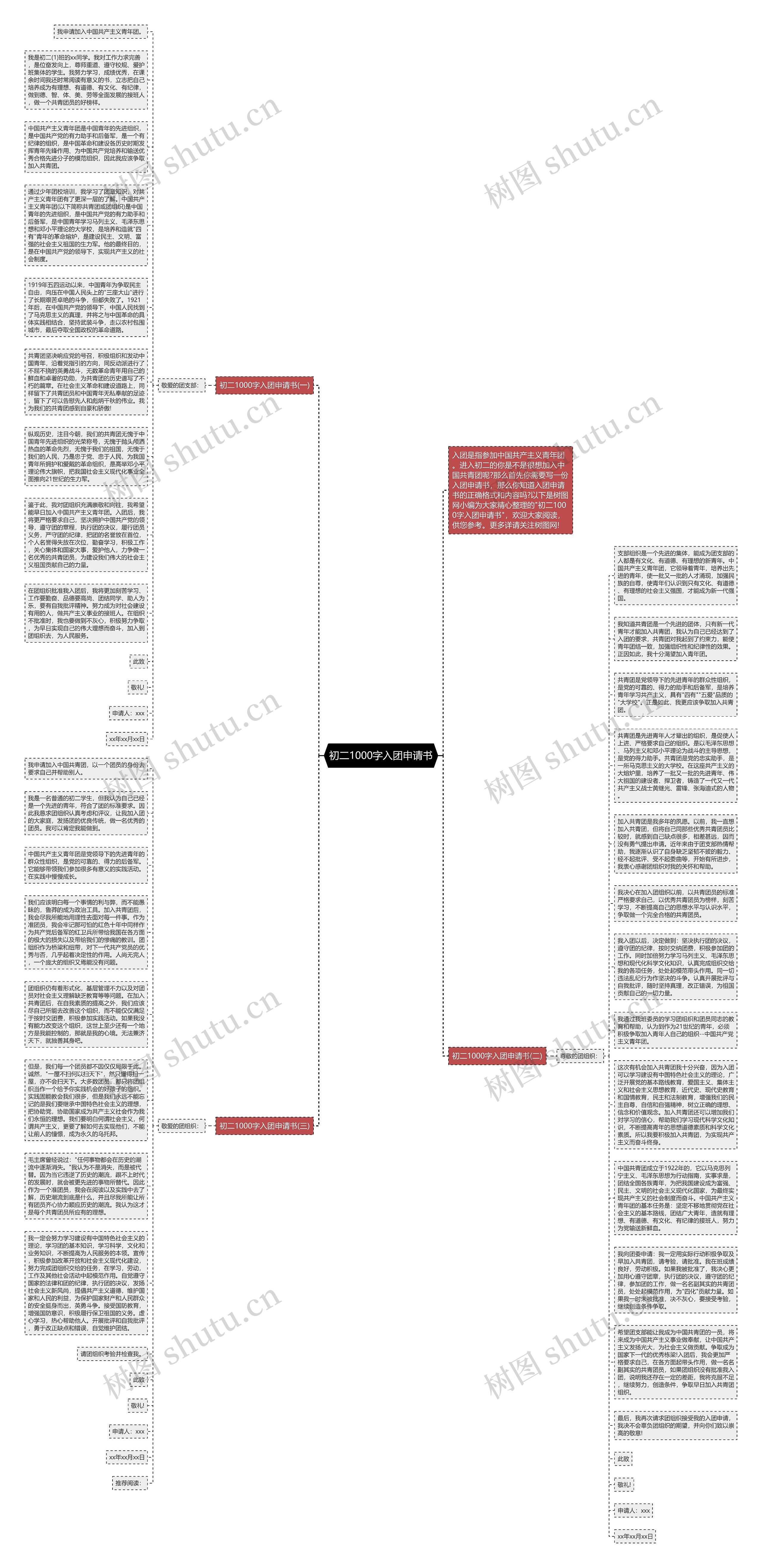 初二1000字入团申请书思维导图