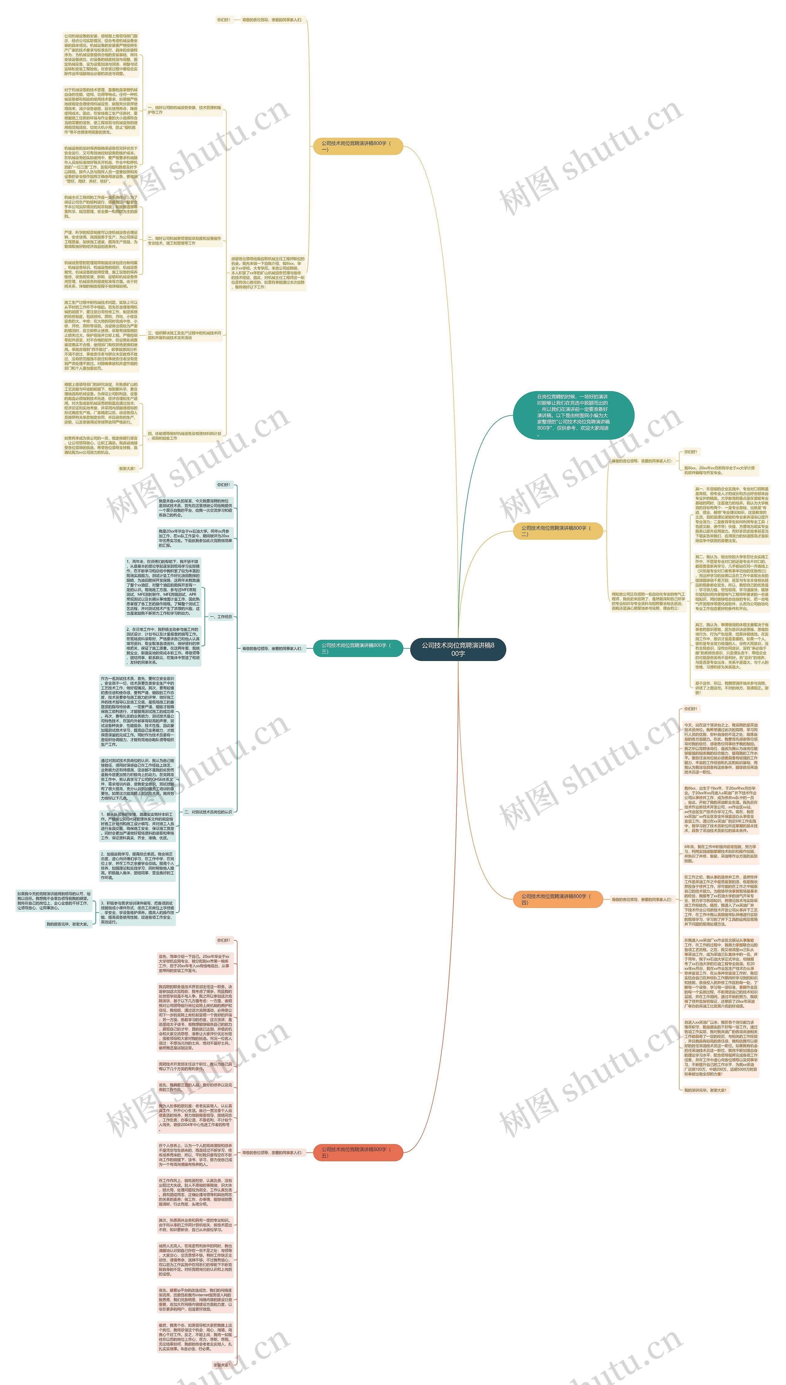 公司技术岗位竞聘演讲稿800字思维导图