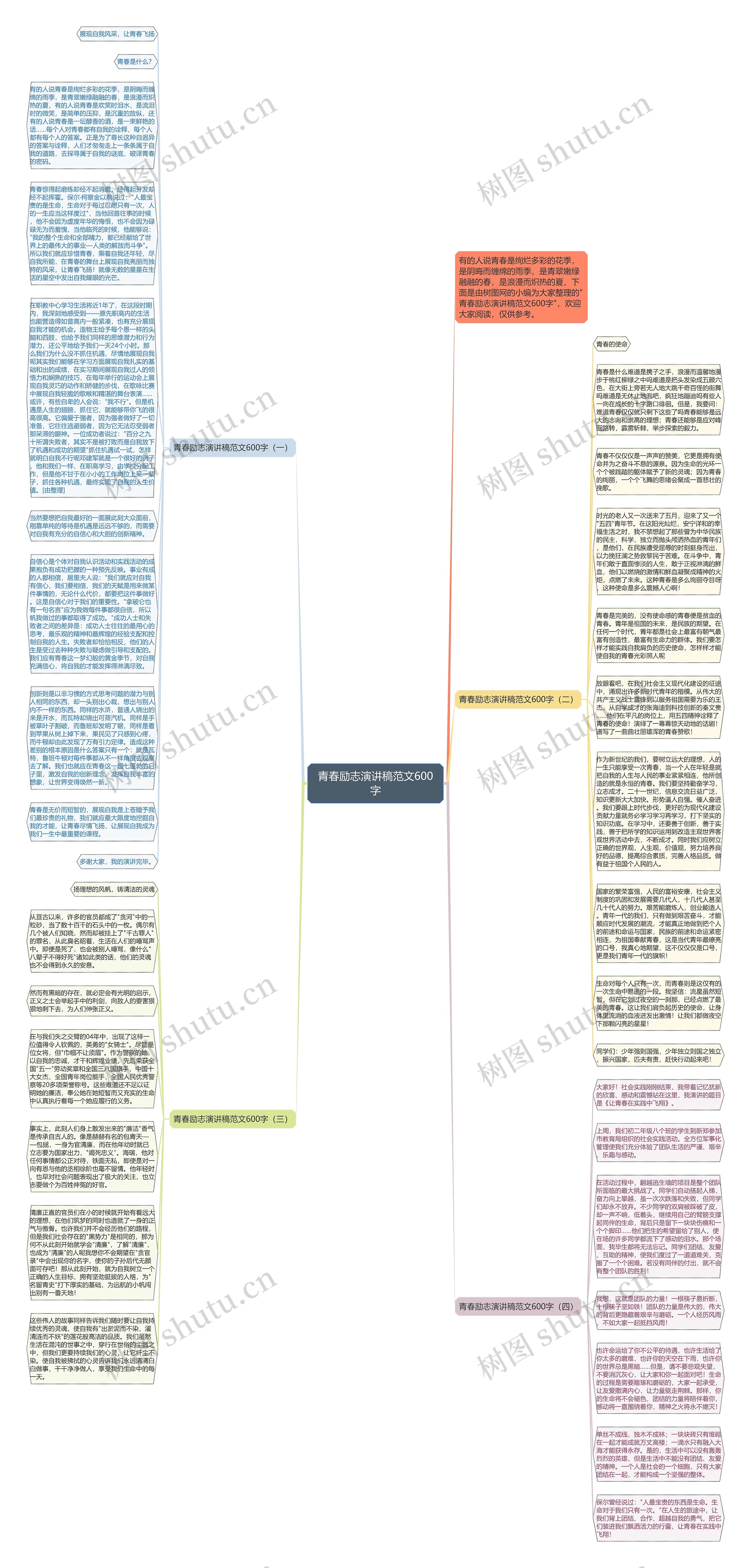 青春励志演讲稿范文600字思维导图