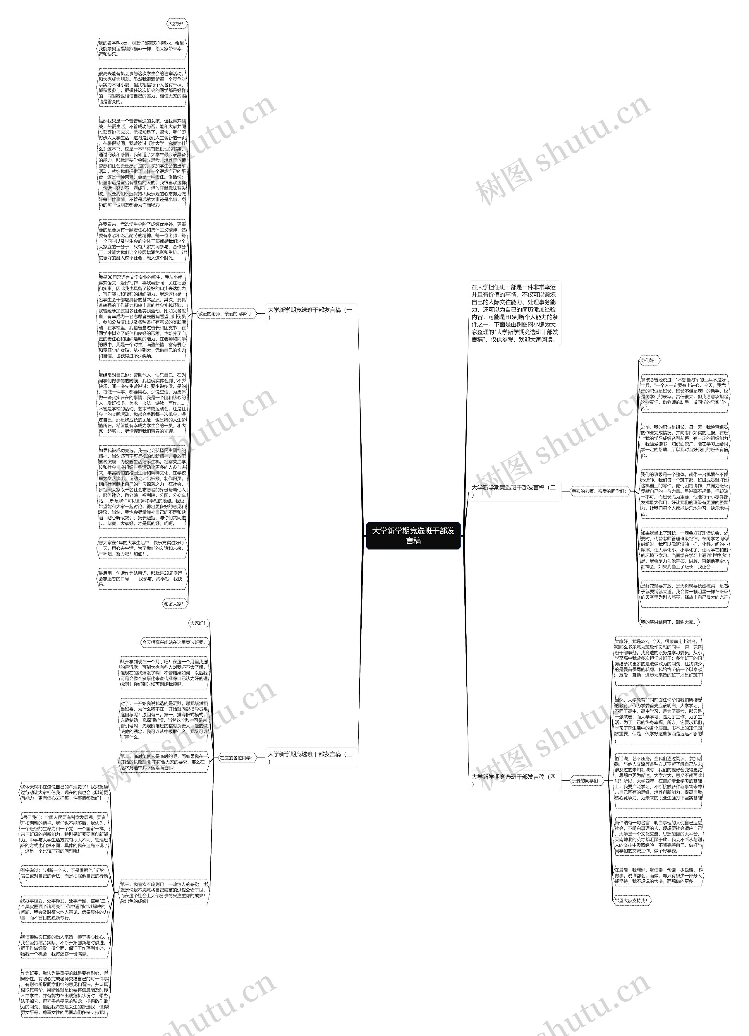 大学新学期竞选班干部发言稿思维导图