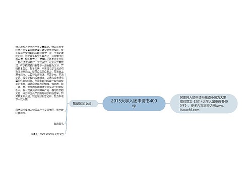 2015大学入团申请书400字