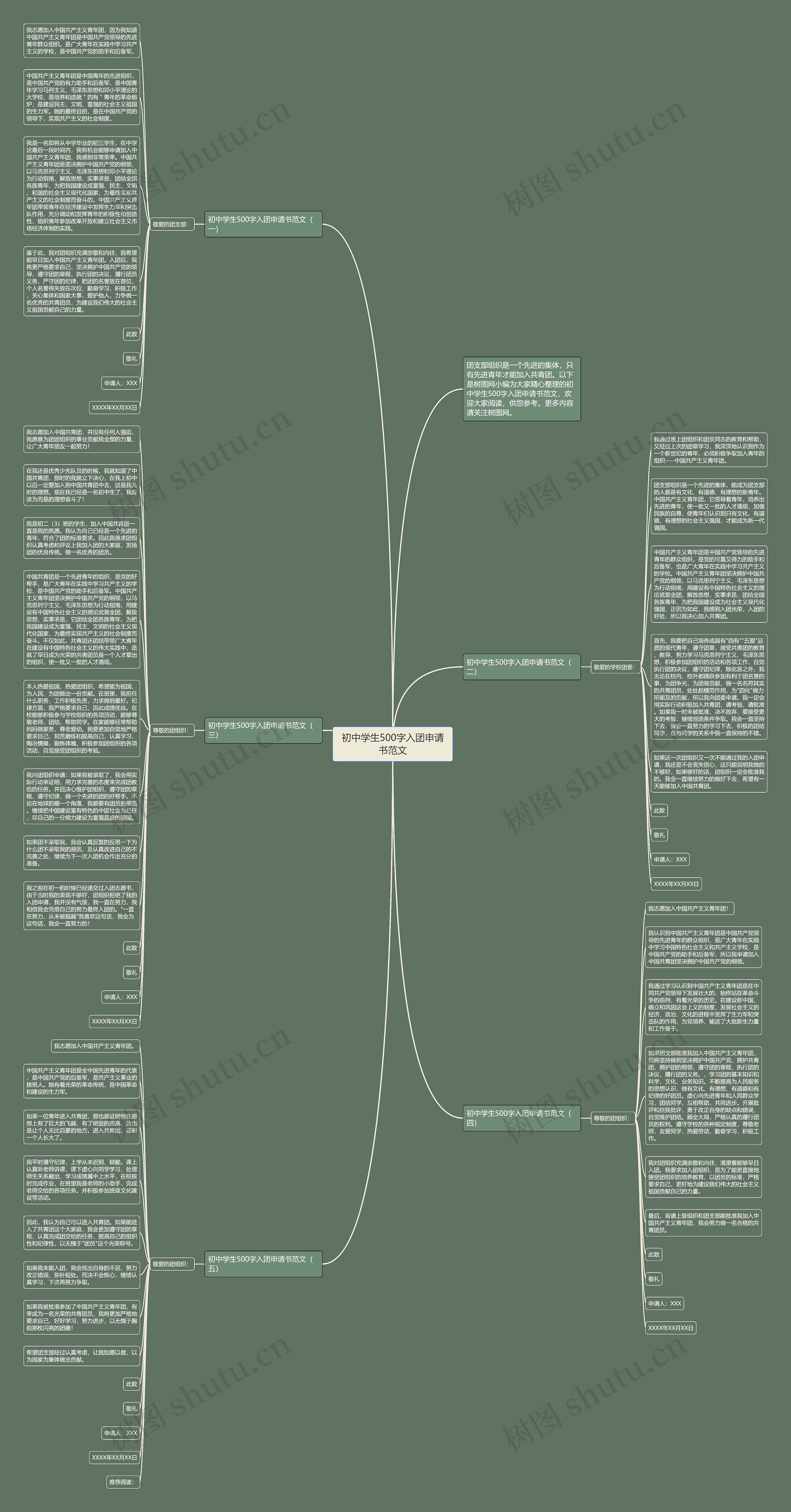 初中学生500字入团申请书范文思维导图