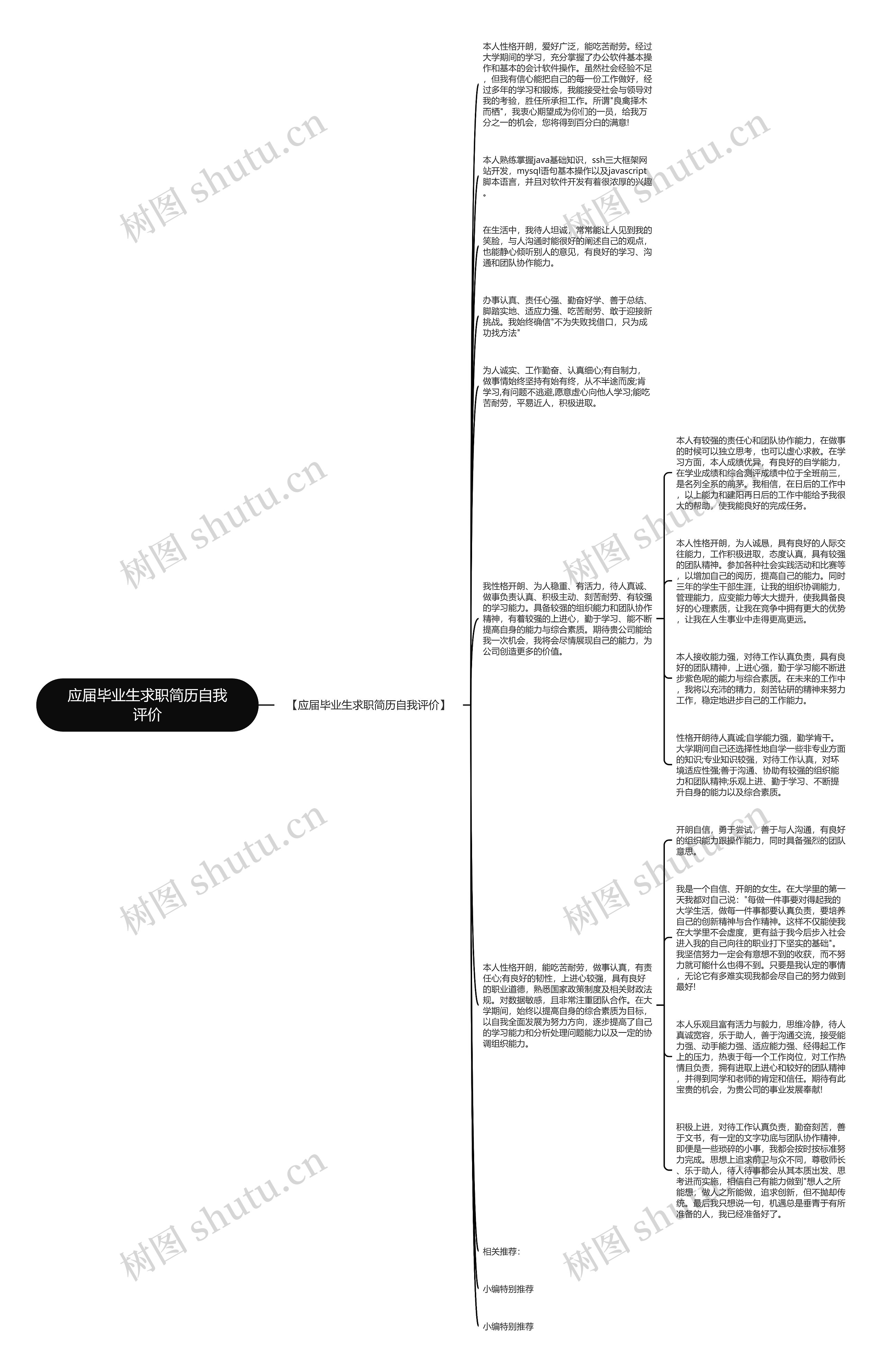 应届毕业生求职简历自我评价思维导图