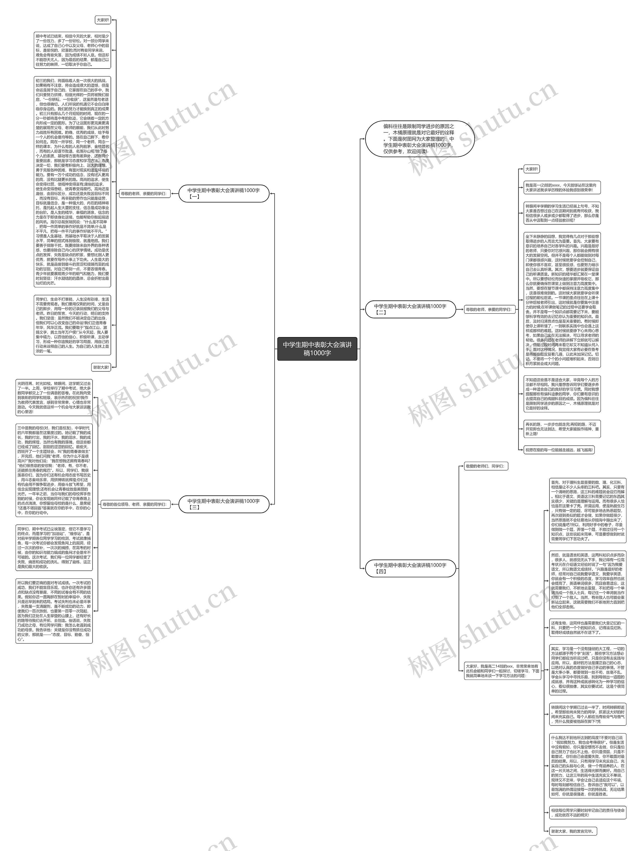 中学生期中表彰大会演讲稿1000字思维导图