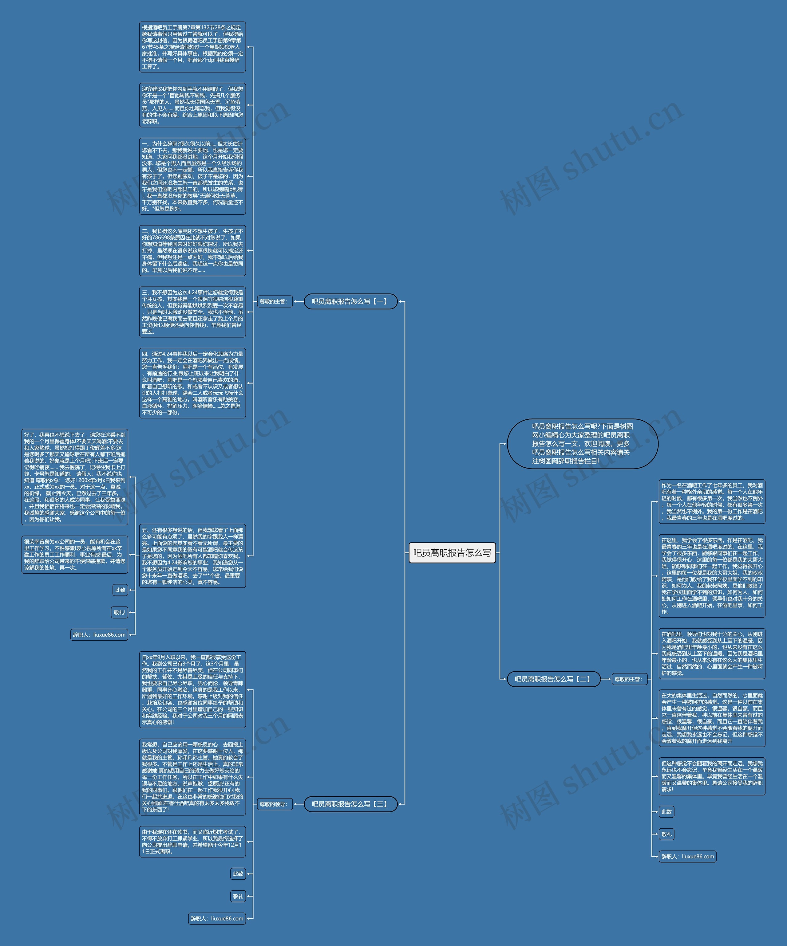 吧员离职报告怎么写思维导图