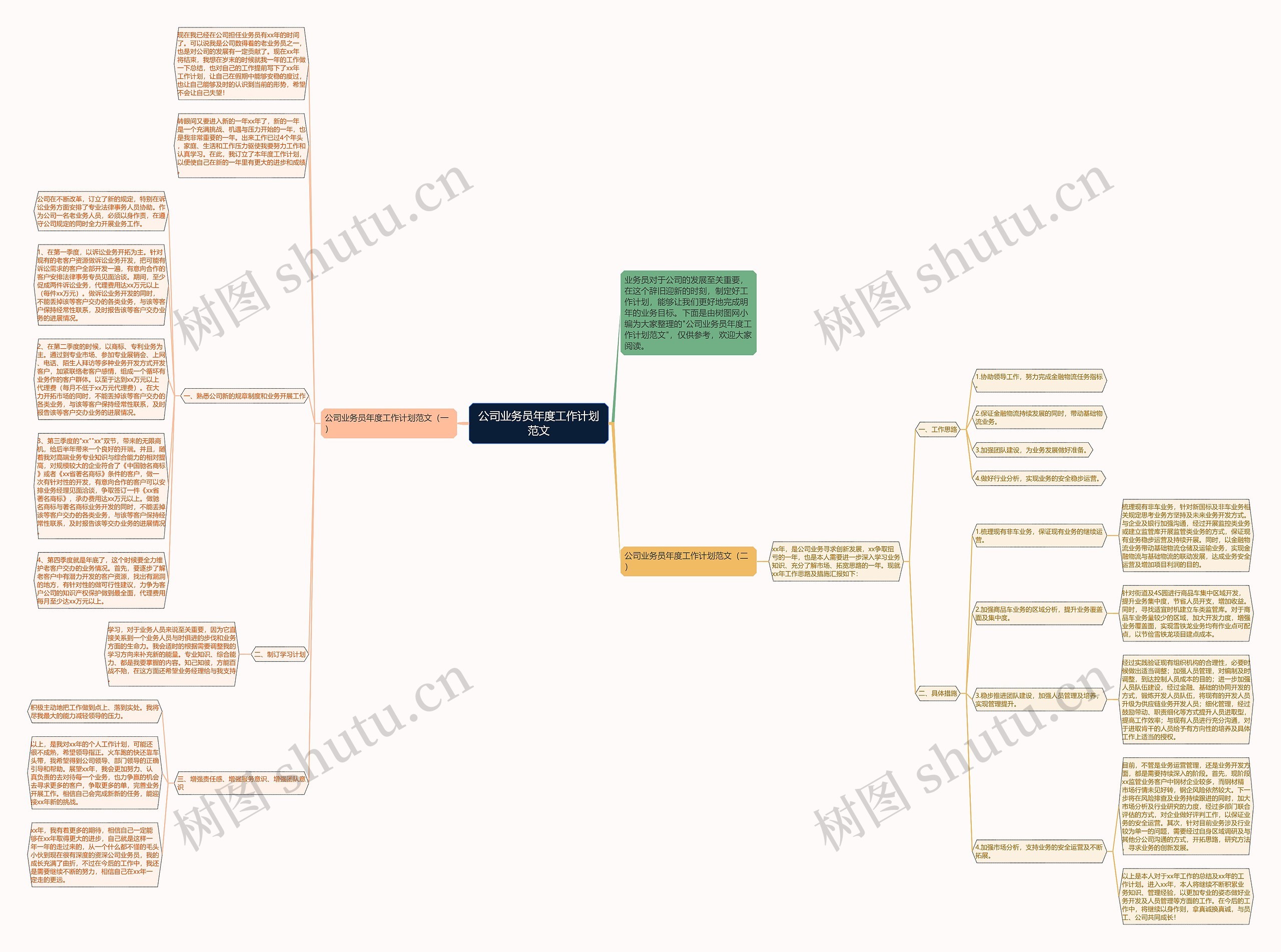 公司业务员年度工作计划范文思维导图