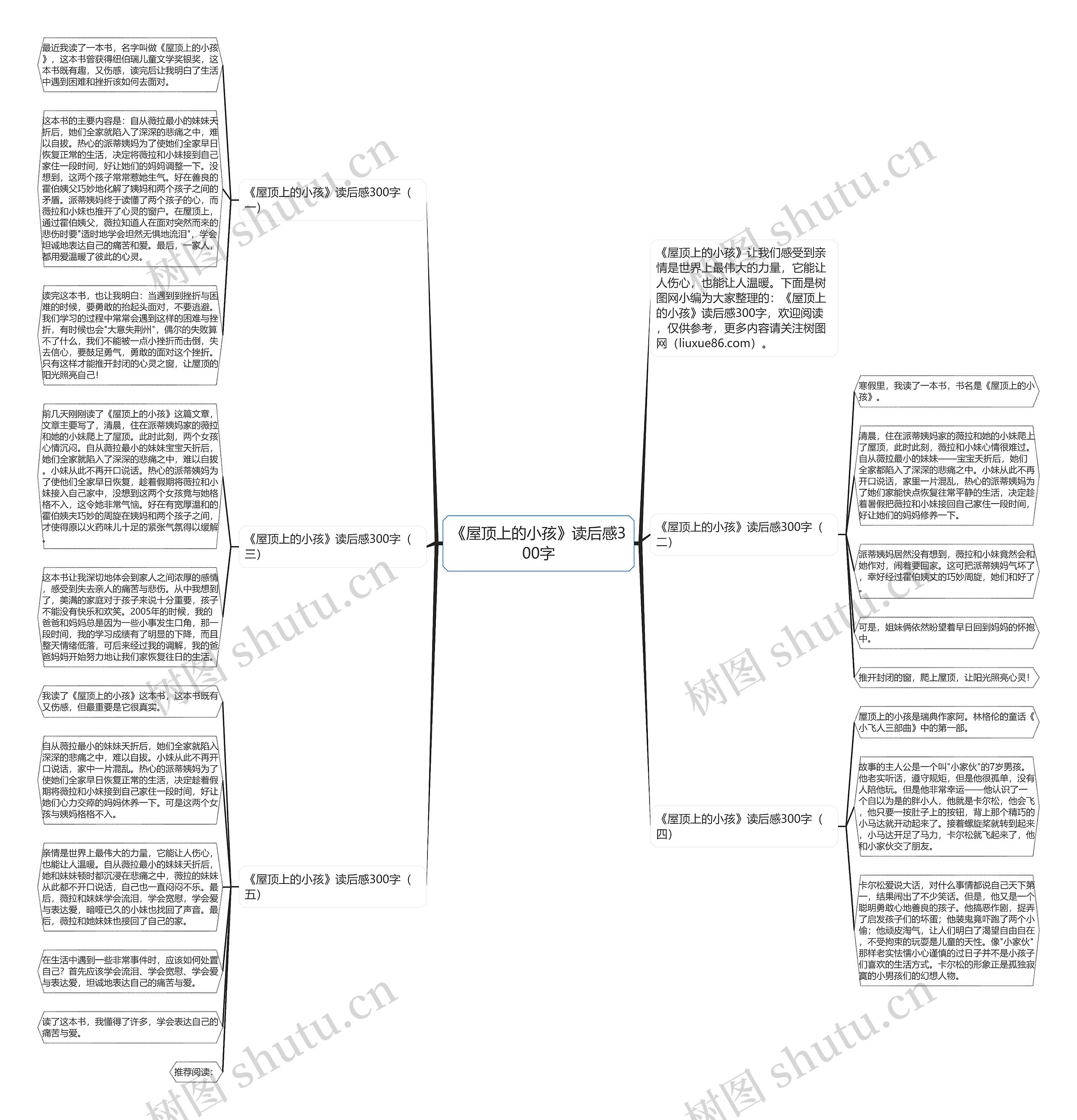 《屋顶上的小孩》读后感300字思维导图