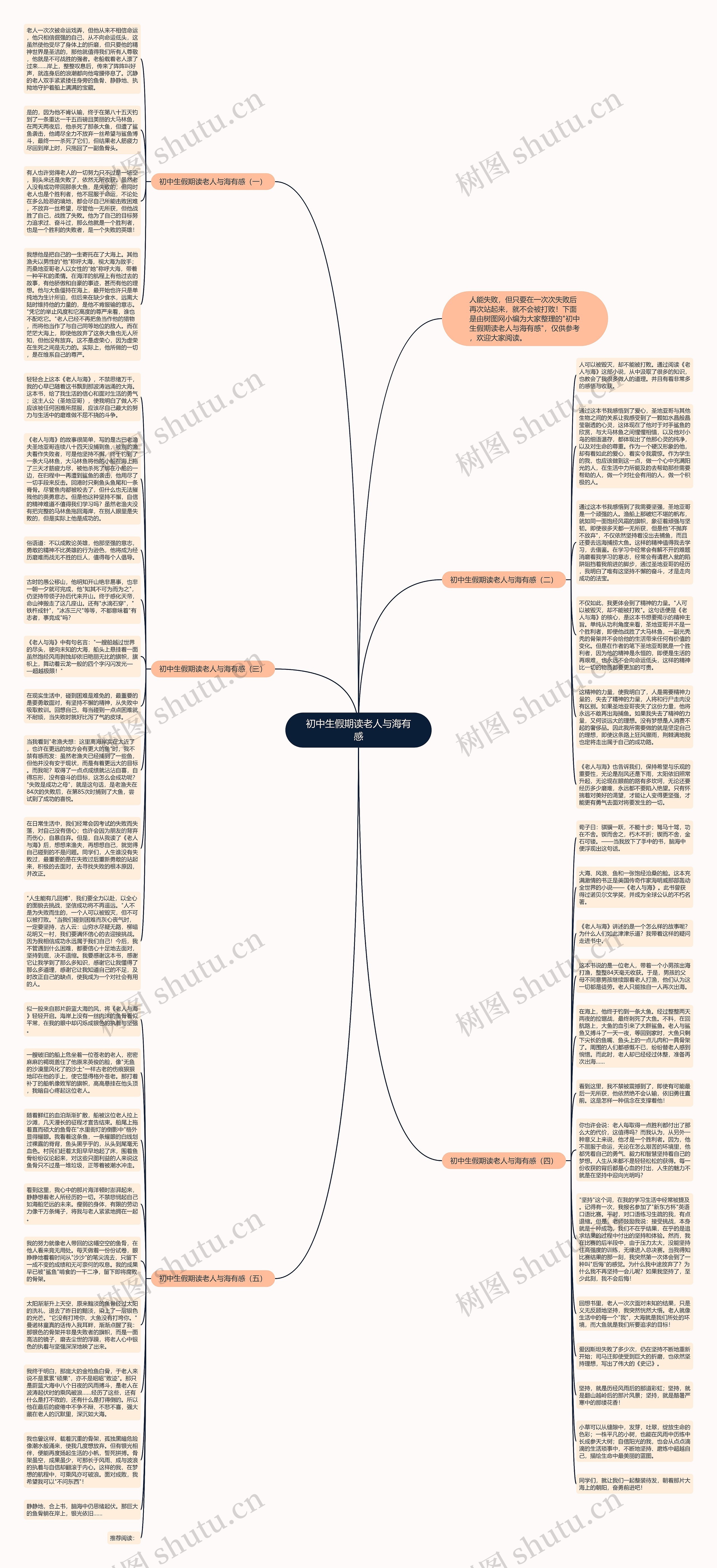 初中生假期读老人与海有感思维导图