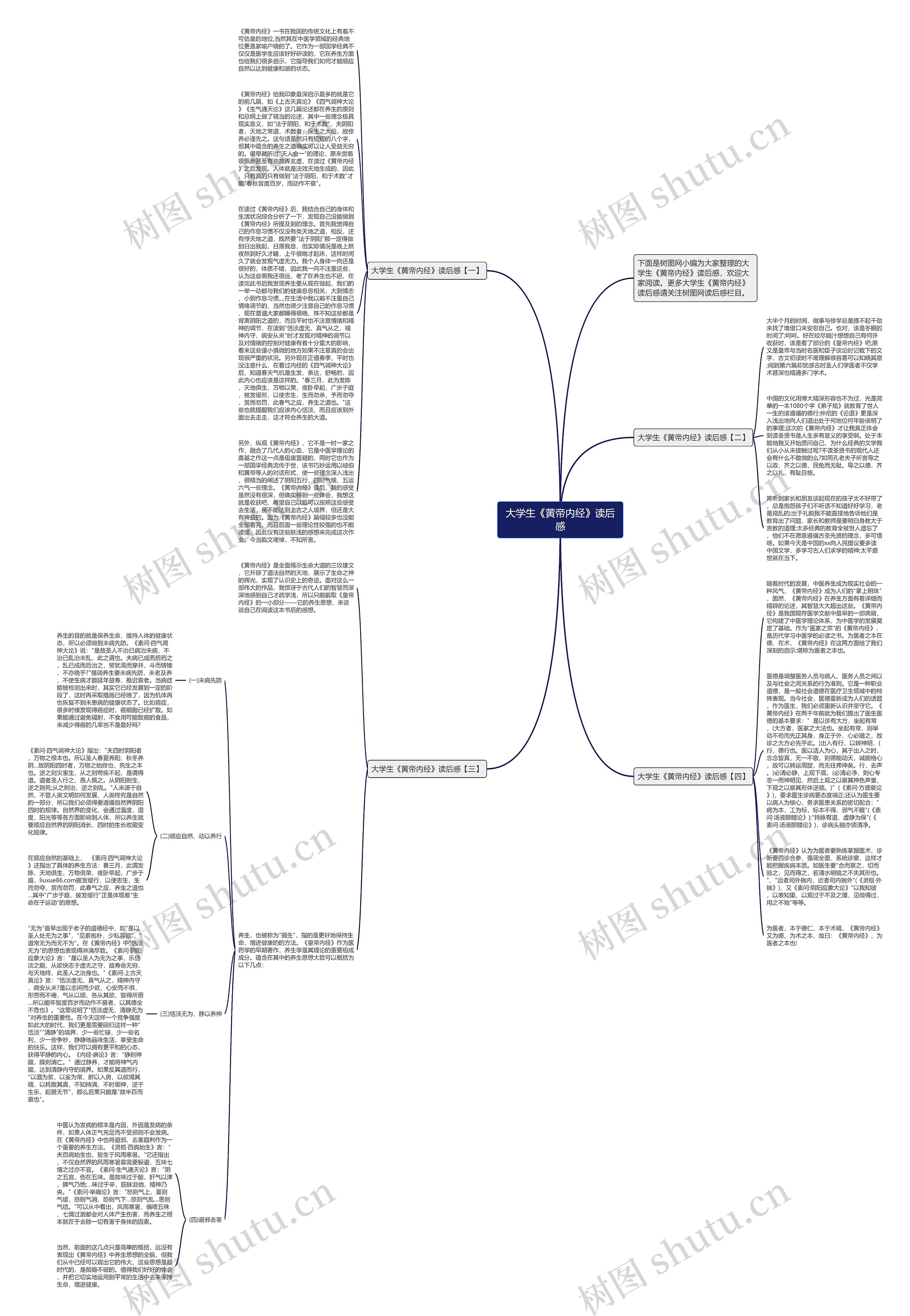 大学生《黄帝内经》读后感思维导图