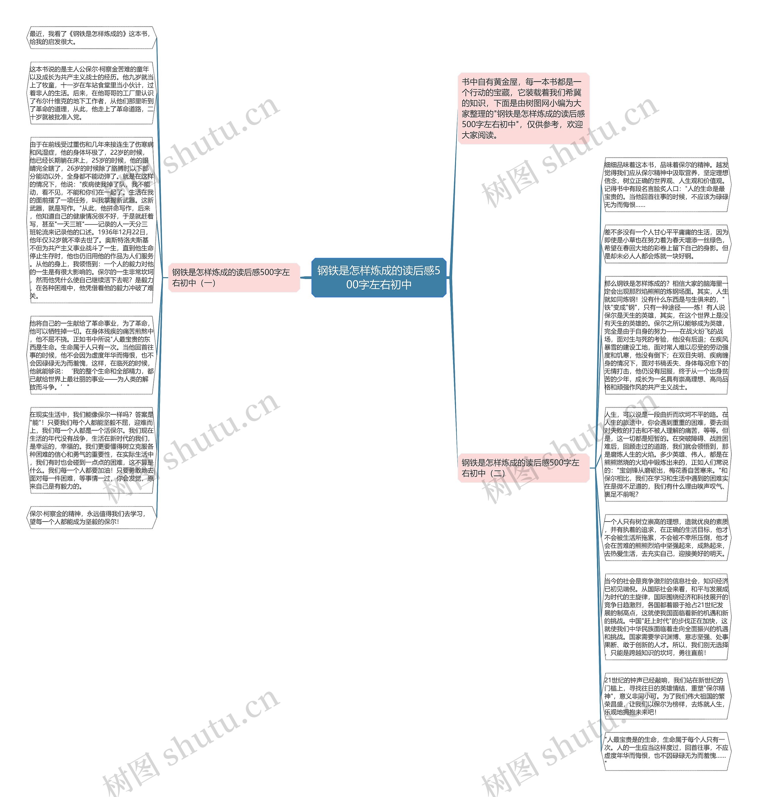 钢铁是怎样炼成的读后感500字左右初中思维导图