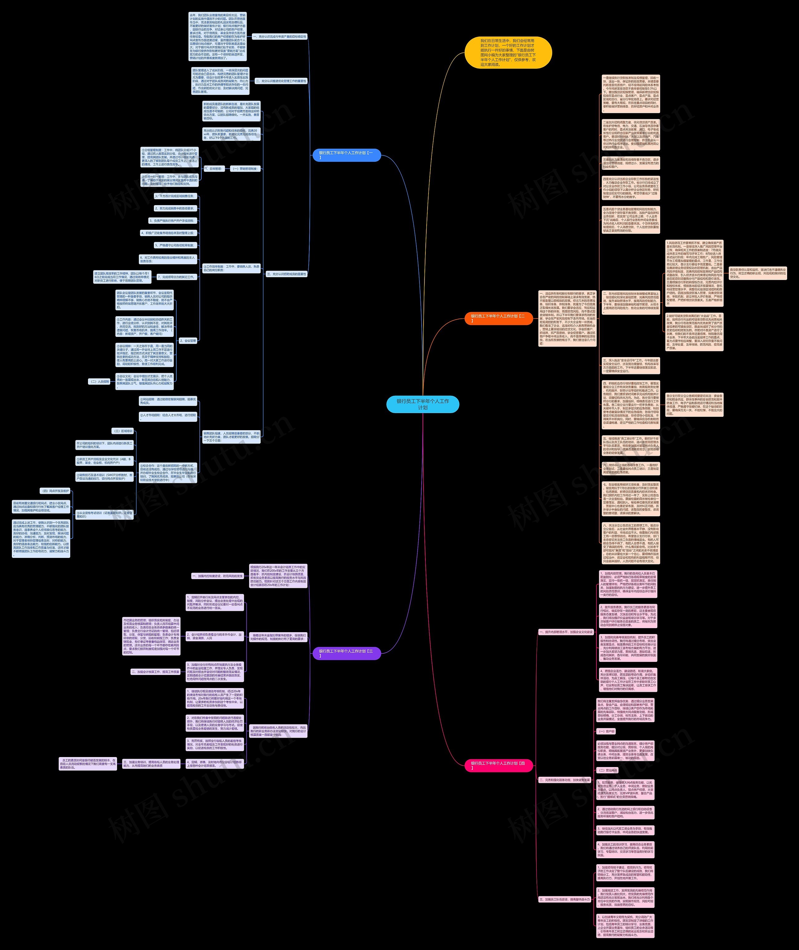 银行员工下半年个人工作计划