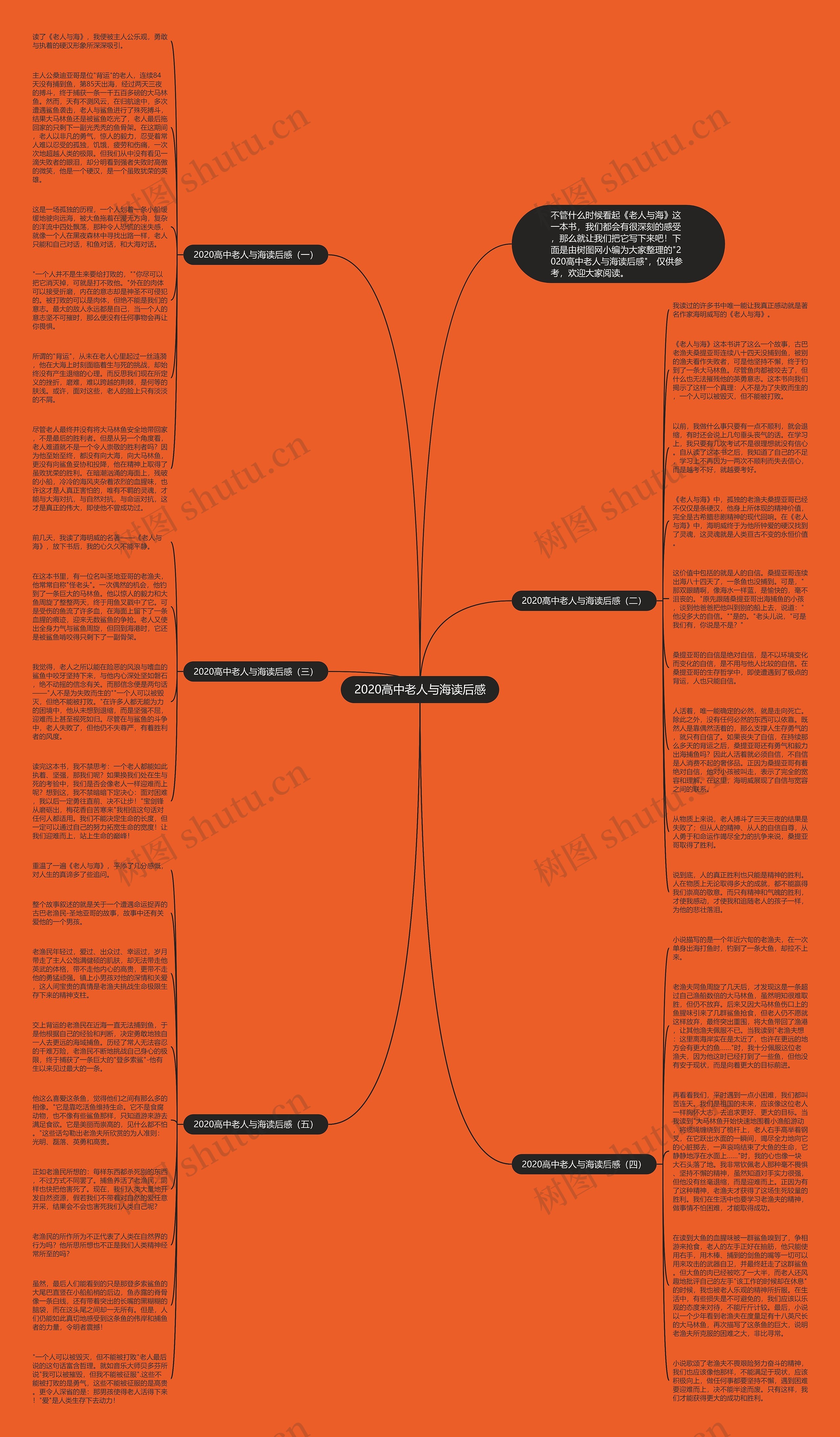 2020高中老人与海读后感思维导图