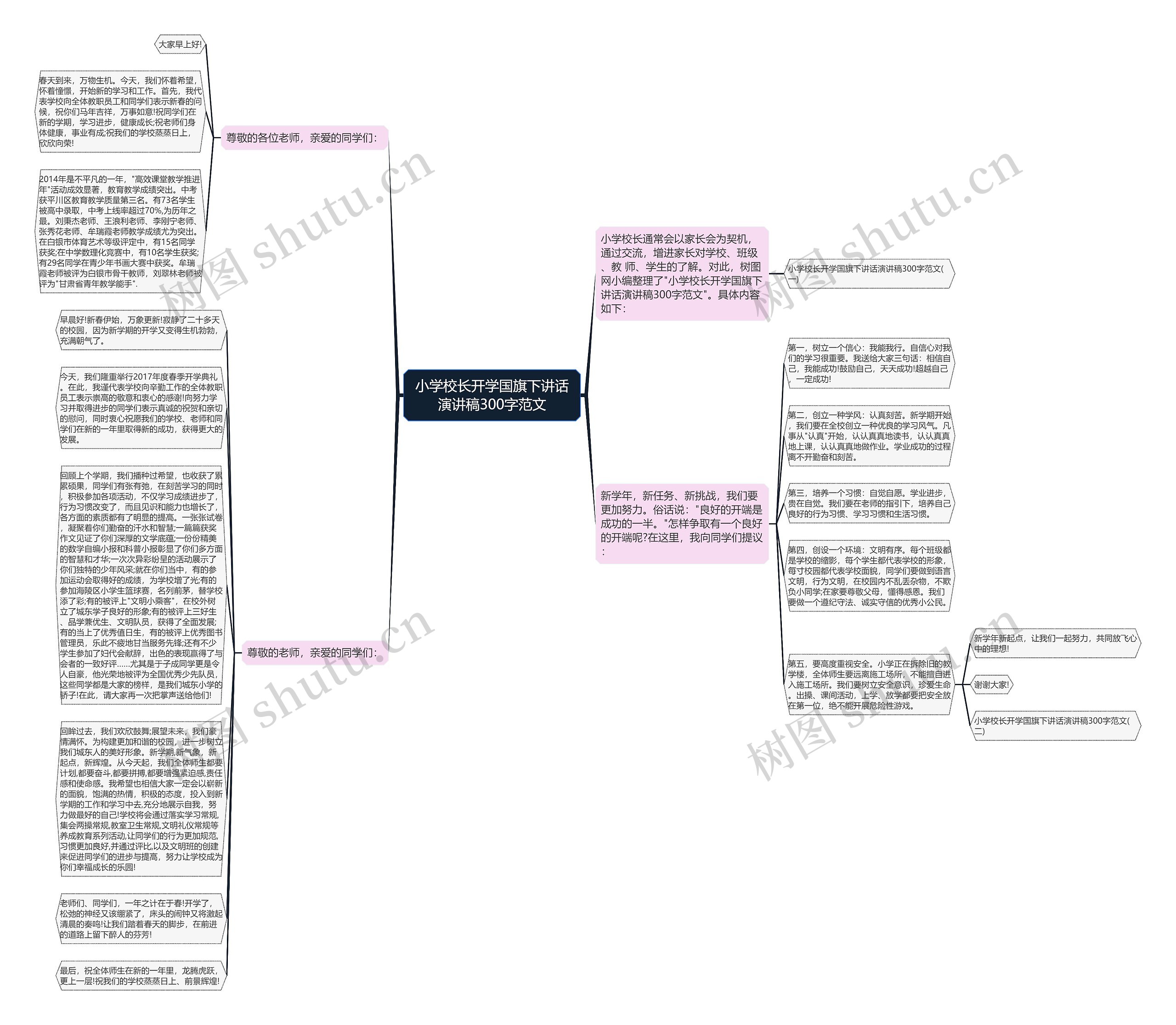 小学校长开学国旗下讲话演讲稿300字范文思维导图
